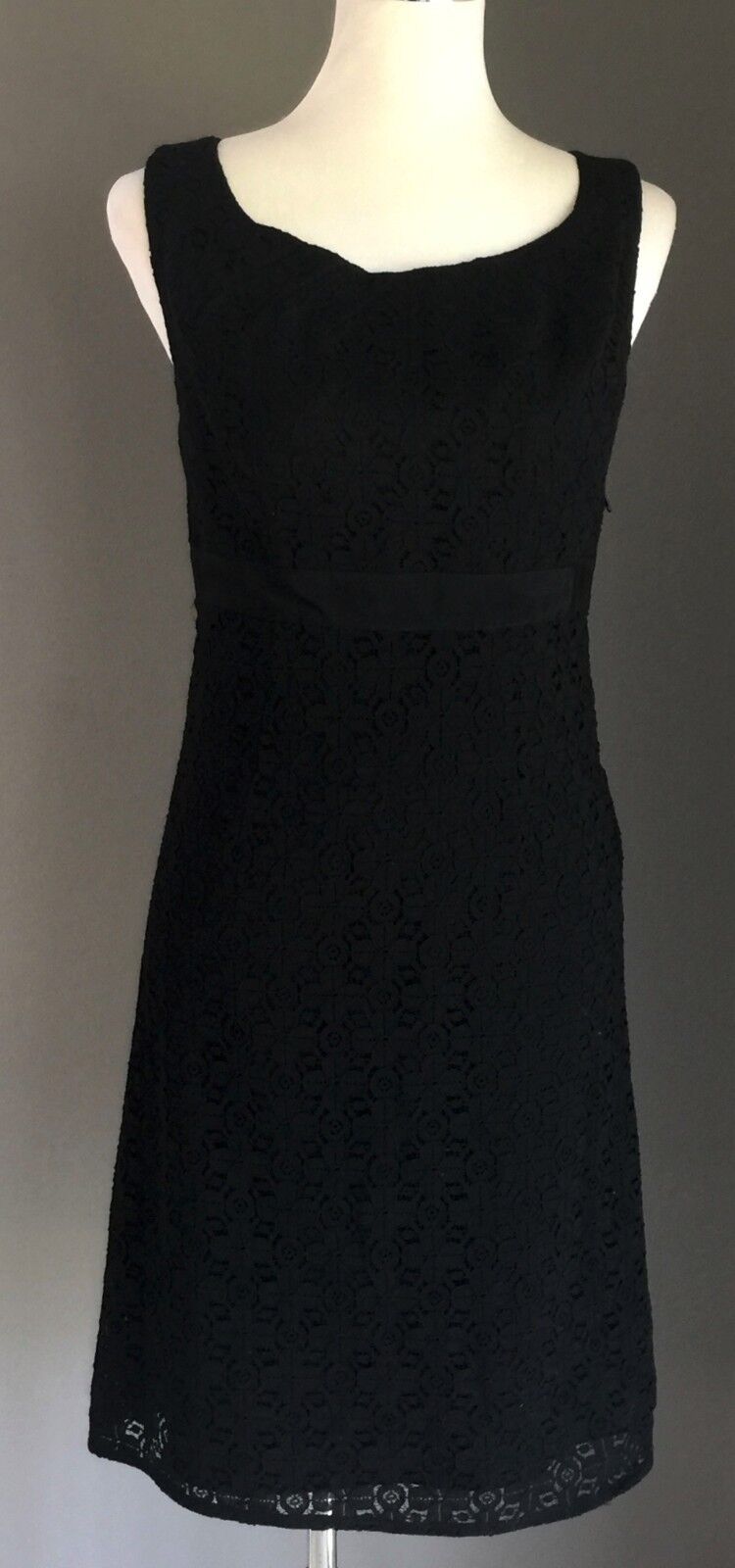 BASQUE LBD Shift Dress Black Lace Lined Lace Knee Length Ladies Size 8