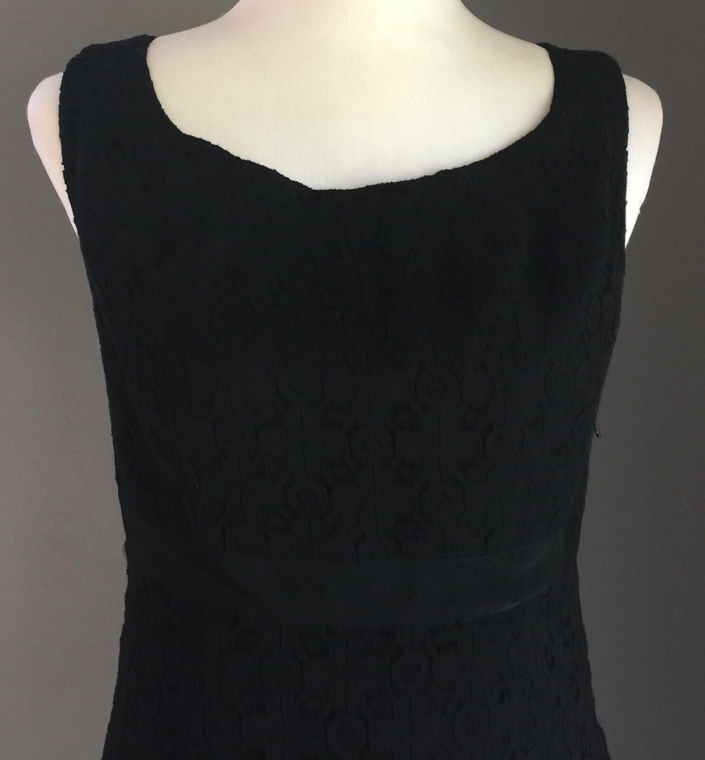 BASQUE LBD Shift Dress Black Lace Lined Lace Knee Length Ladies Size 8