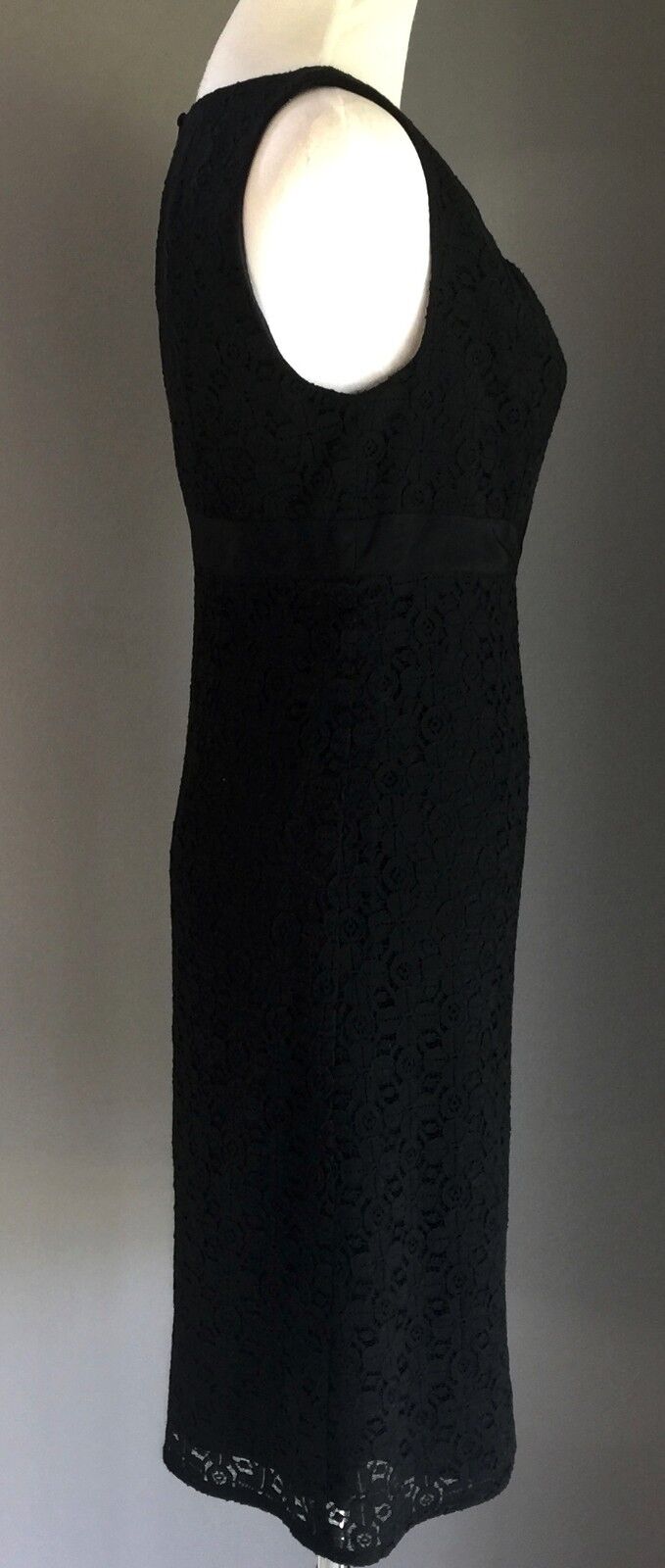 BASQUE LBD Shift Dress Black Lace Lined Lace Knee Length Ladies Size 8