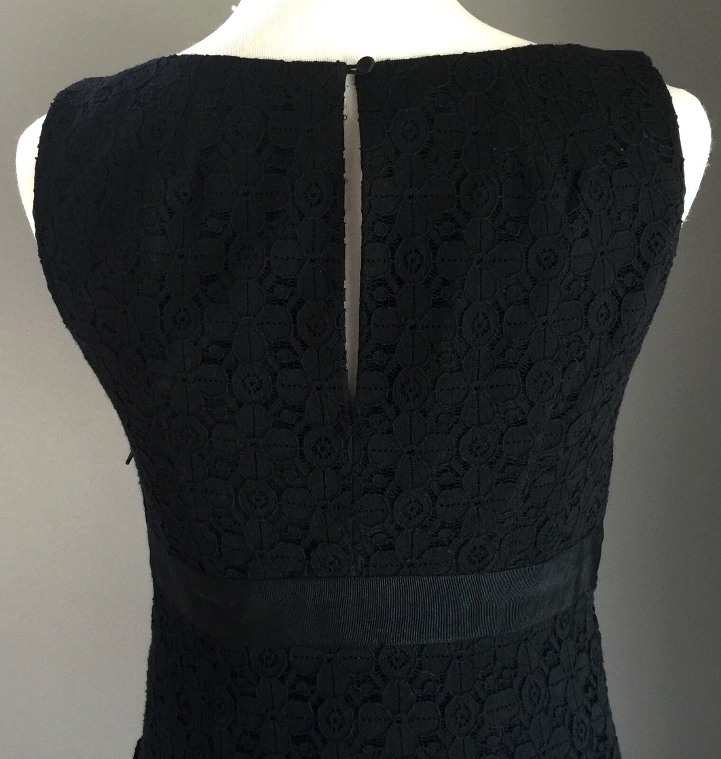BASQUE LBD Shift Dress Black Lace Lined Lace Knee Length Ladies Size 8