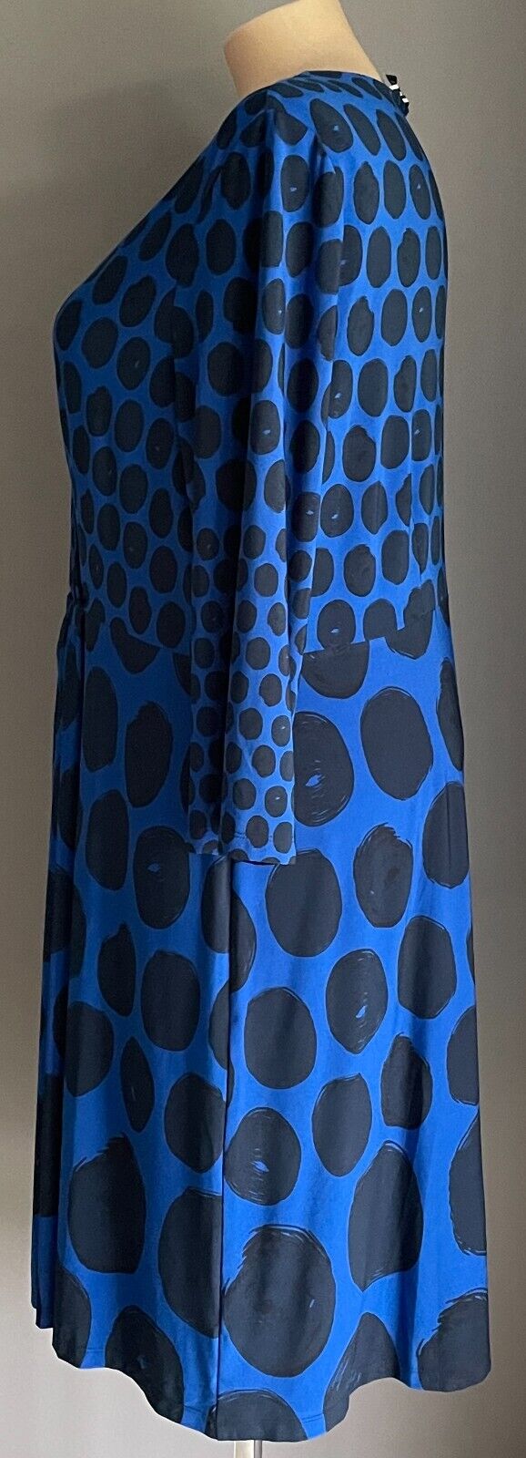 BASQUE WOMAN Sheath Dress Blue Black Circle Print V-Neck 3/4 Sleeve Plus Size 22