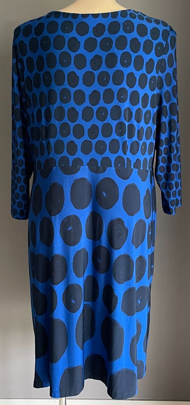 BASQUE WOMAN Sheath Dress Blue Black Circle Print V-Neck 3/4 Sleeve Plus Size 22