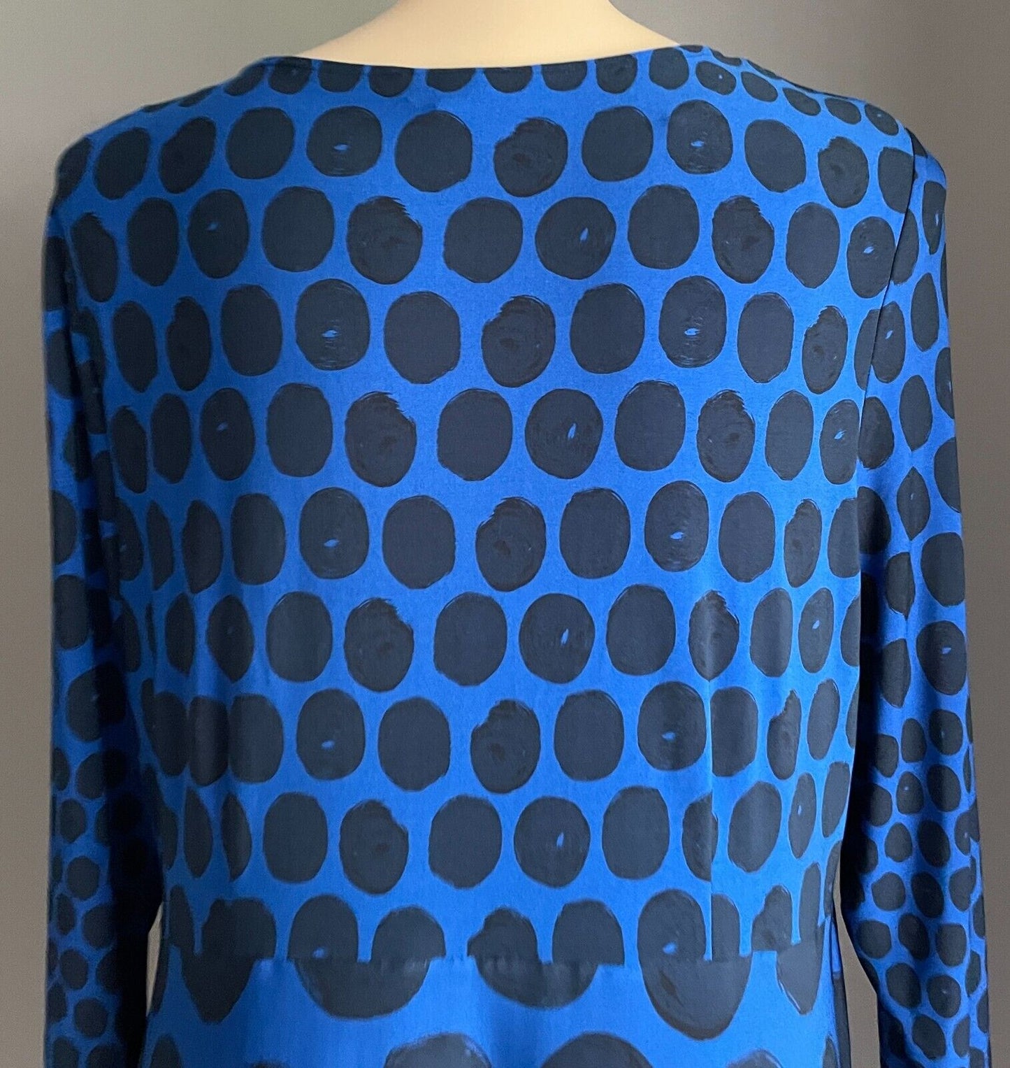 BASQUE WOMAN Sheath Dress Blue Black Circle Print V-Neck 3/4 Sleeve Plus Size 22
