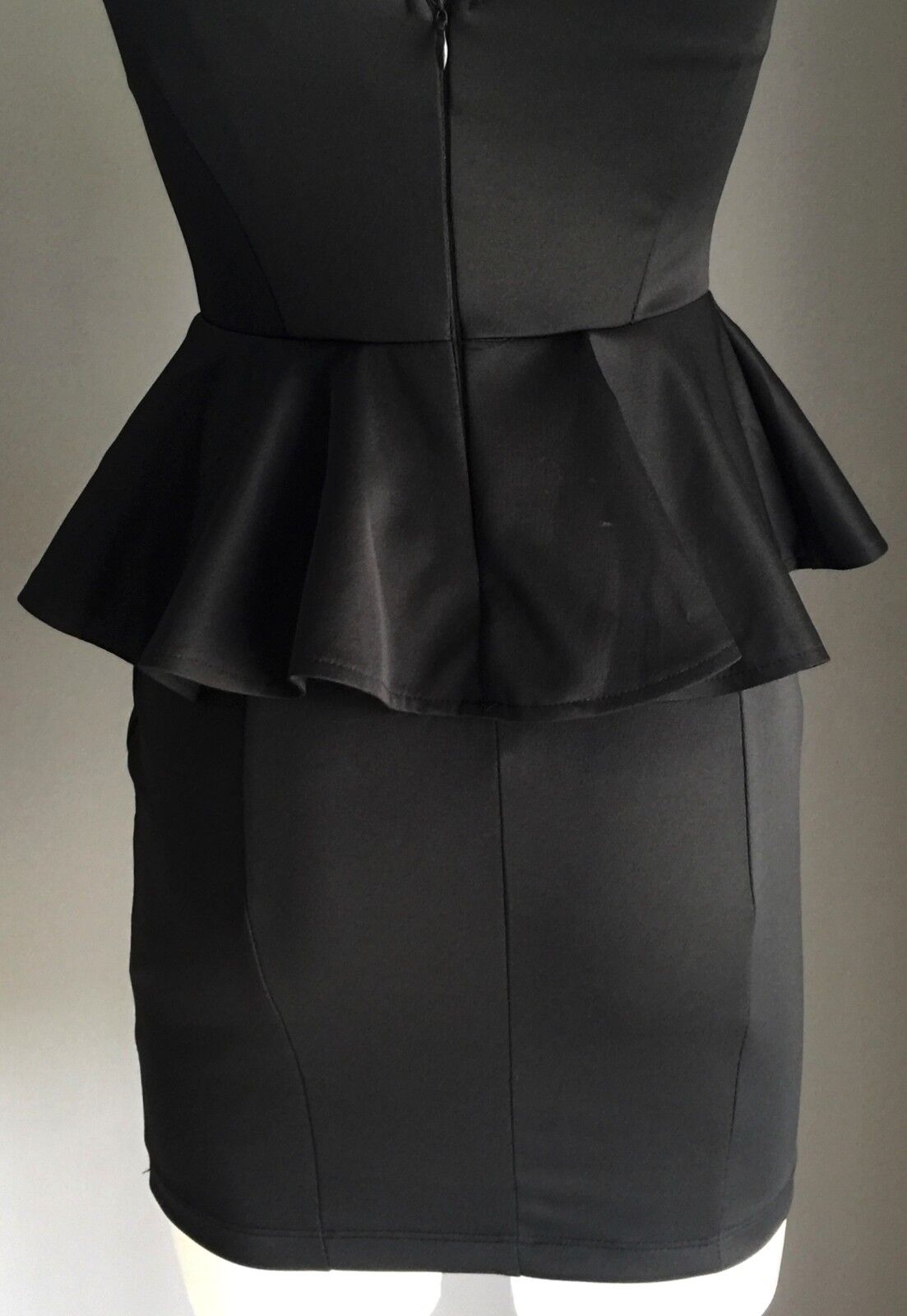 TATTOO Mini Dress Black Peplum Waist Frock Ladies Size 8 NEW