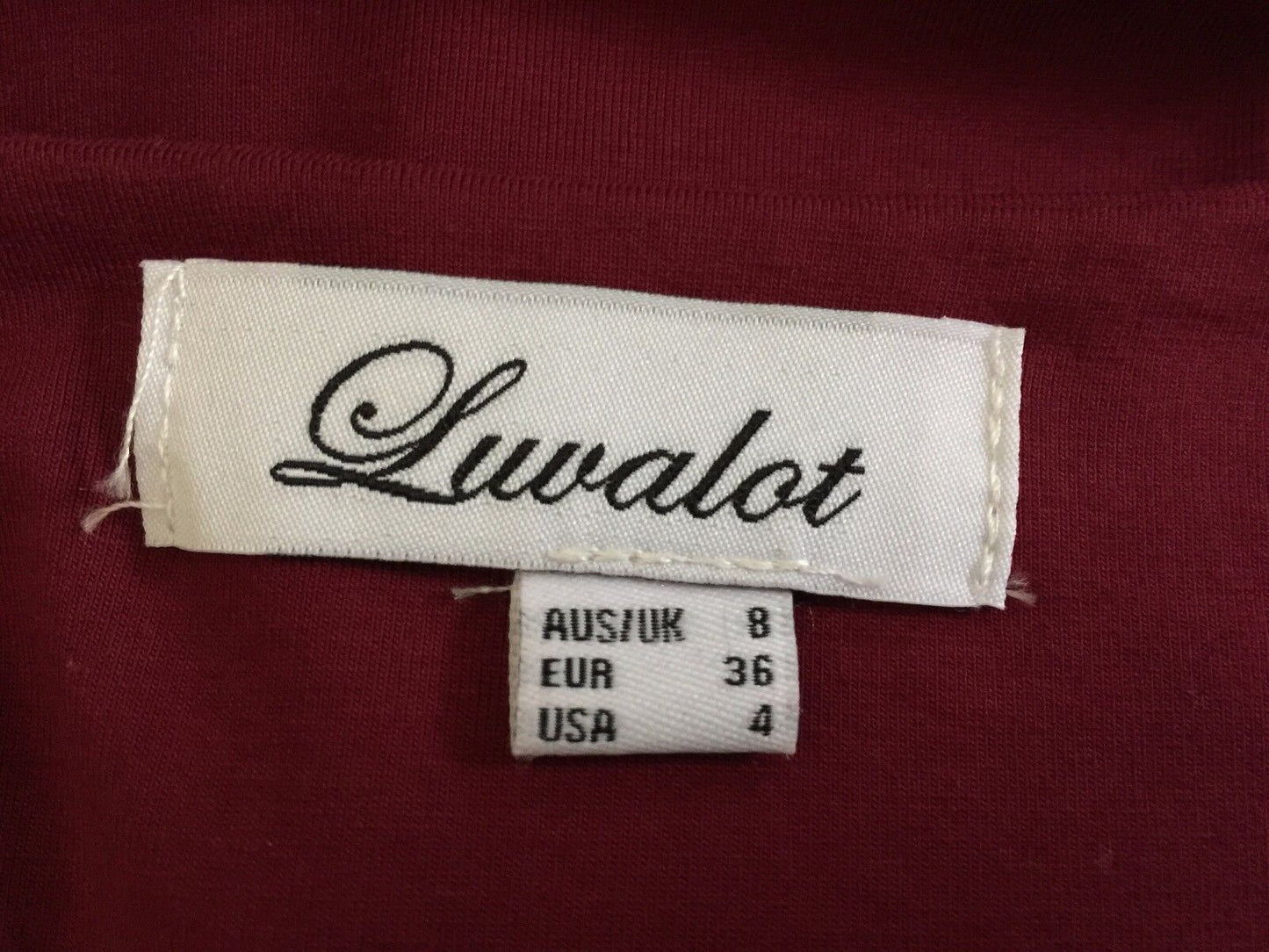 LUVALOT Capture Bodycon Dress Burgundy Cuff Neck Stretch Ladies Size 8 NEW