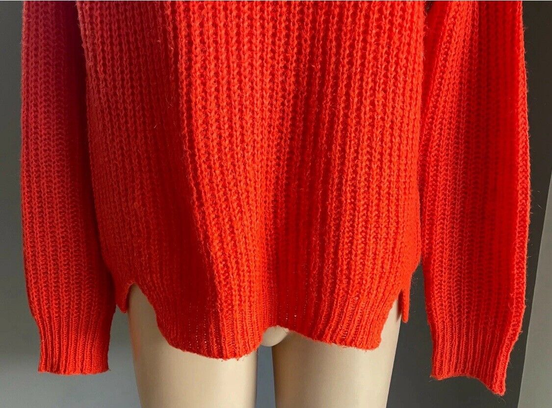 DECJUBA Jumper Orange Chunky Knit Long Sleeve Sweater Ladies Size M 12