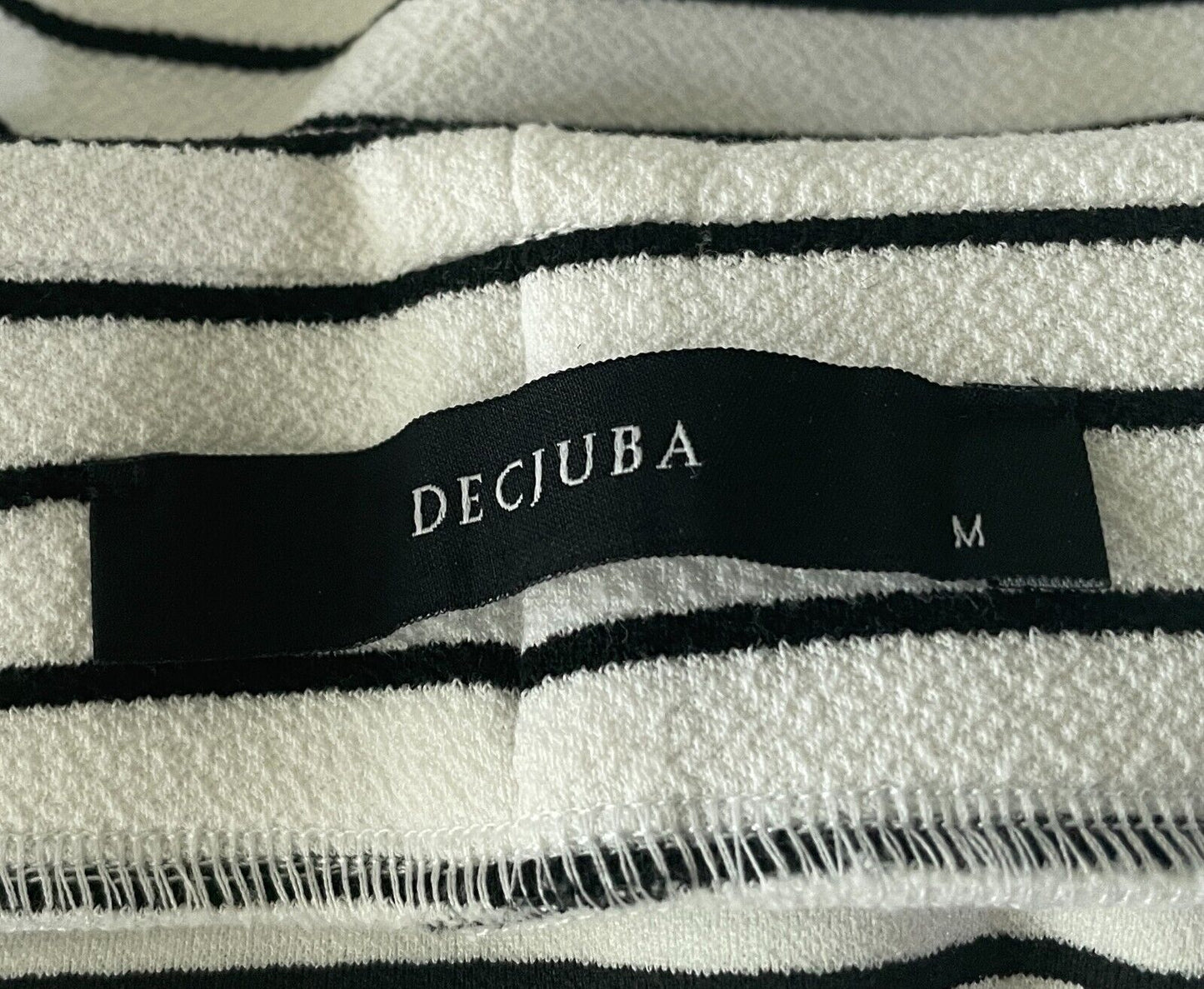 DECJUBA Stretch Top White Black Stripe Off The Shoulder Ladies Size M 10 12 NEW