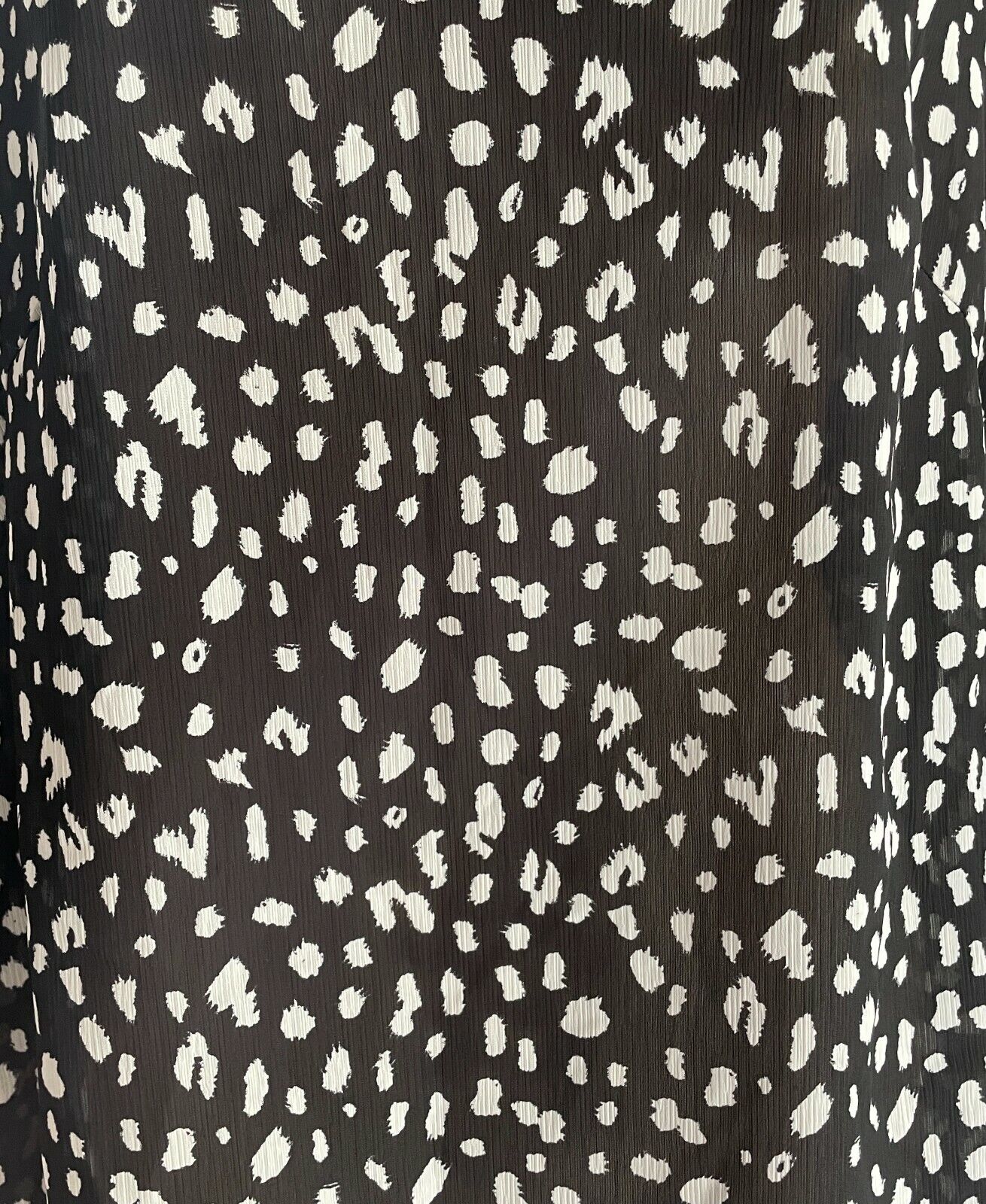 CUE Top Black & White Leopard Print Semi Sheer 3/4 Sleeve Blouse Ladies Size 10