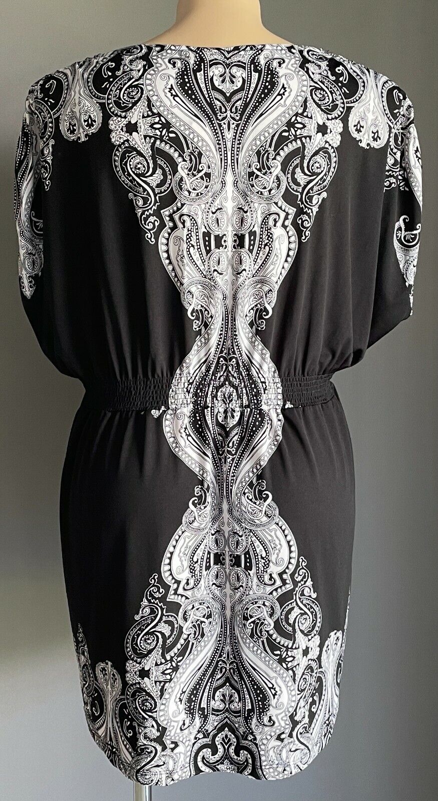 MILLERS Dress Black & White Print Sleeveless Elastic Waist Plus Size 22 NEW