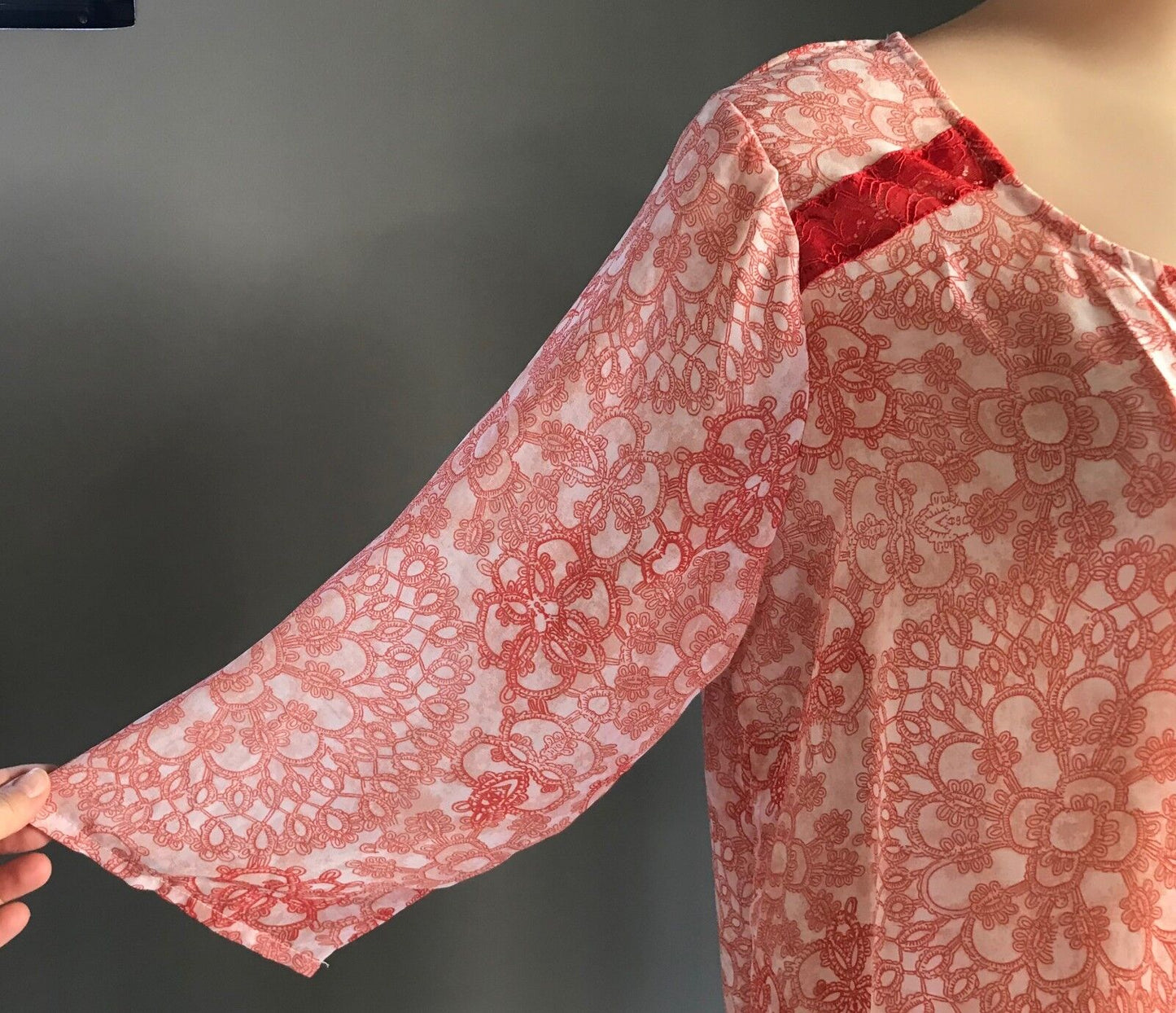 MILLERS Top Blouse Orange & White Mandala Print 3/4 Sleeve Plus Size 20 Retro