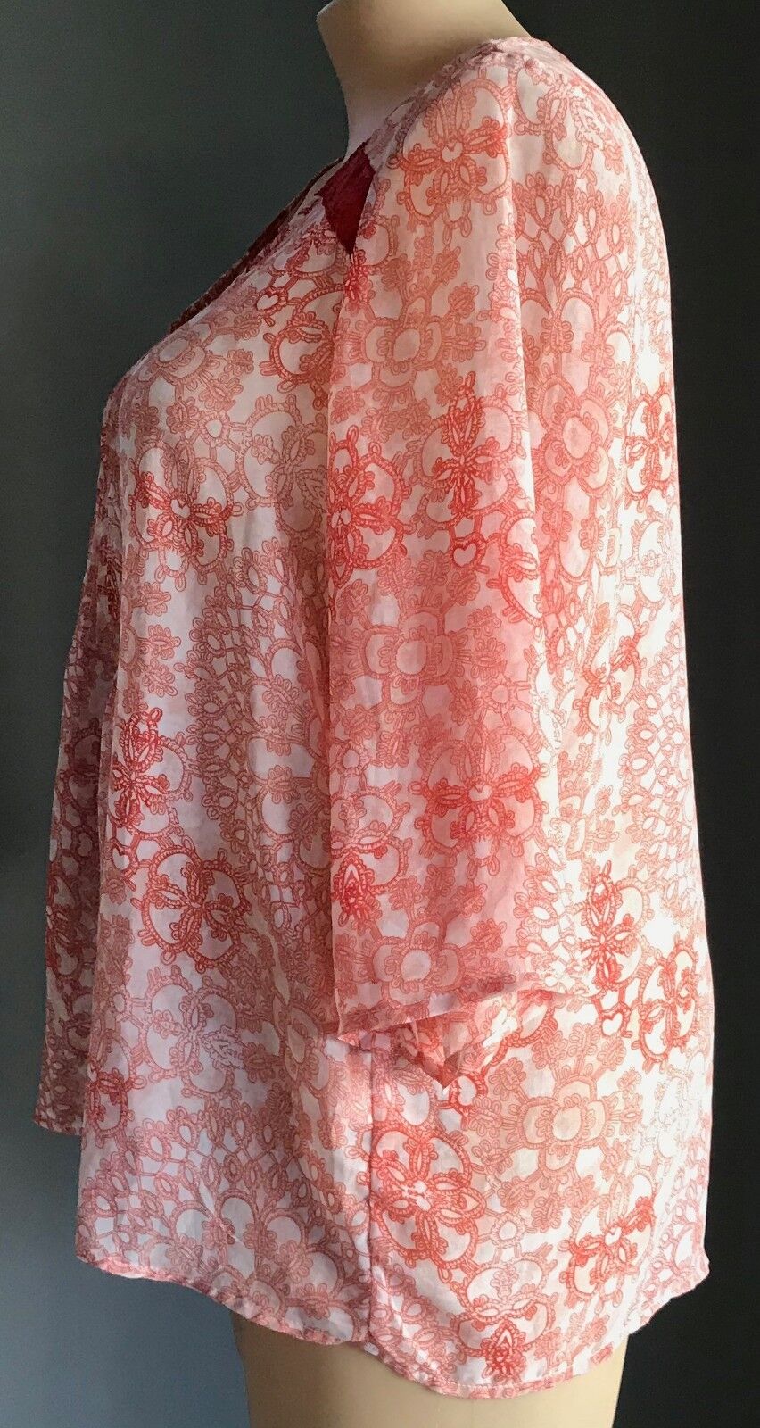 MILLERS Top Blouse Orange & White Mandala Print 3/4 Sleeve Plus Size 20 Retro