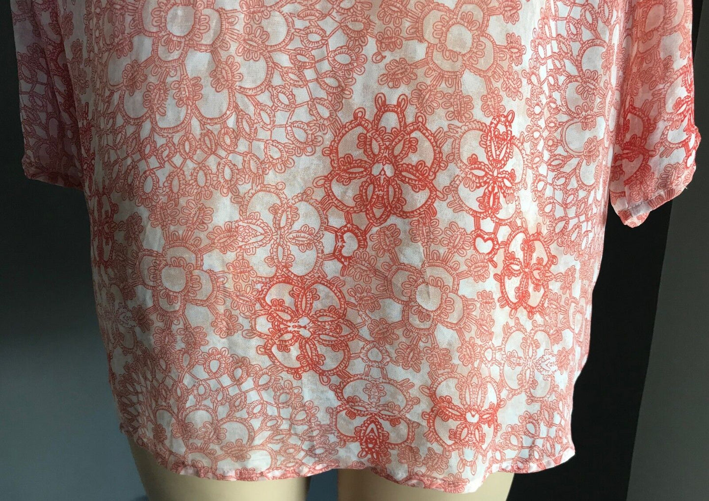 MILLERS Top Blouse Orange & White Mandala Print 3/4 Sleeve Plus Size 20 Retro