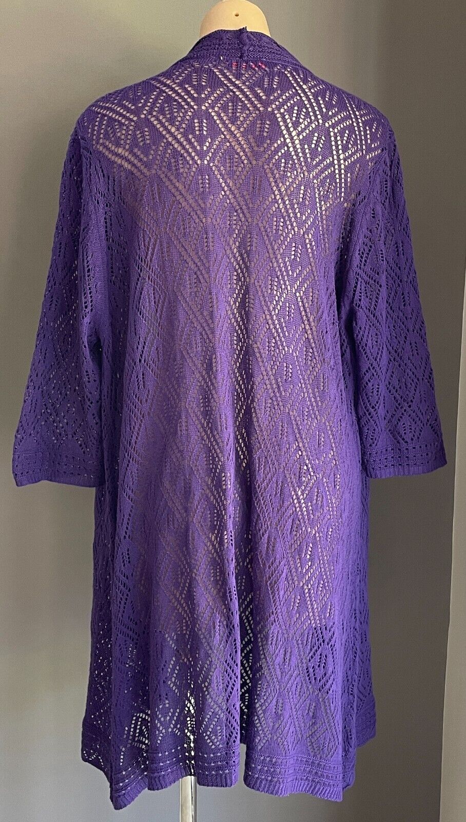 MILLERS Jacket Purple Open Knit 3/4 Sleeve Long Duster Ladies Plus Size 20