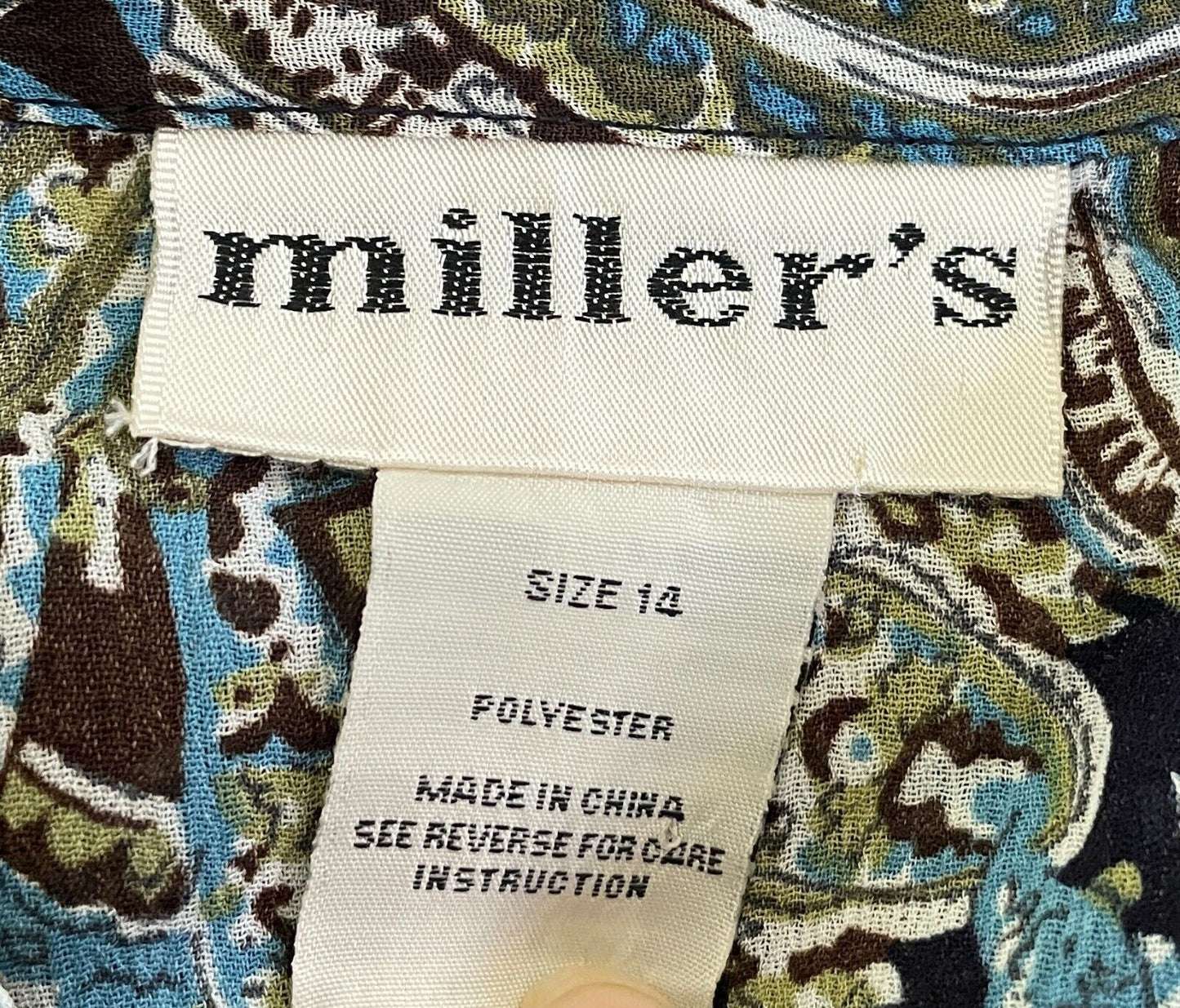 MILLERS Shirt Multicoloured Paisley Print Button Up Blouse 3/4 Sleeve Top Sz 14