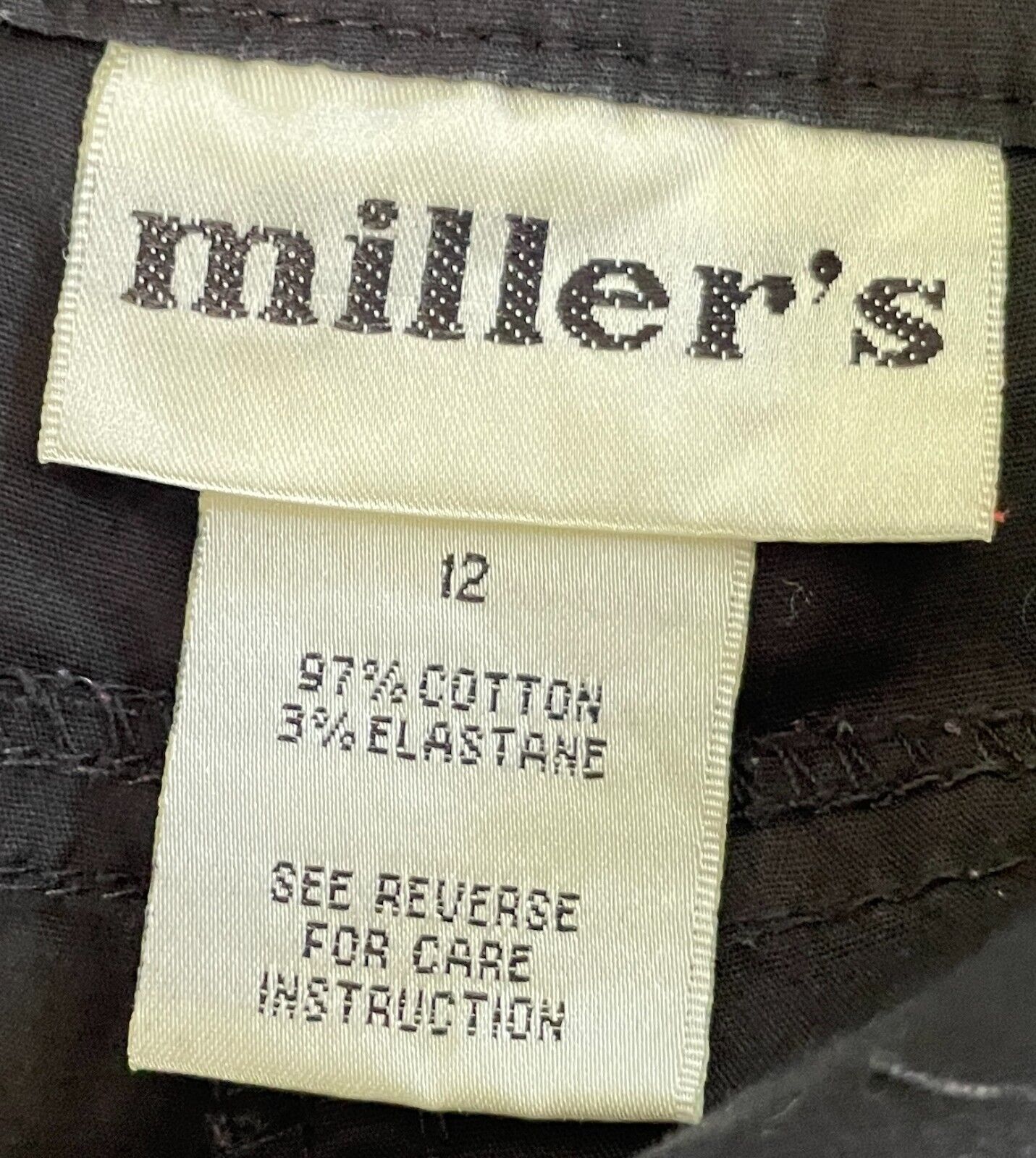 MILLERS Shorts Black Drawstring Waist Cuffed Hem Short Pants Size 12