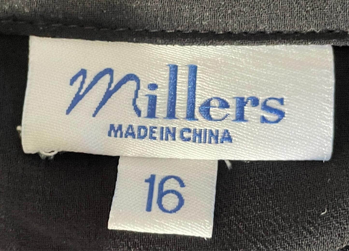 MILLERS Top Blouse Black Semi Sheer Adjustable Sleeves Size 16 Pockets NEW