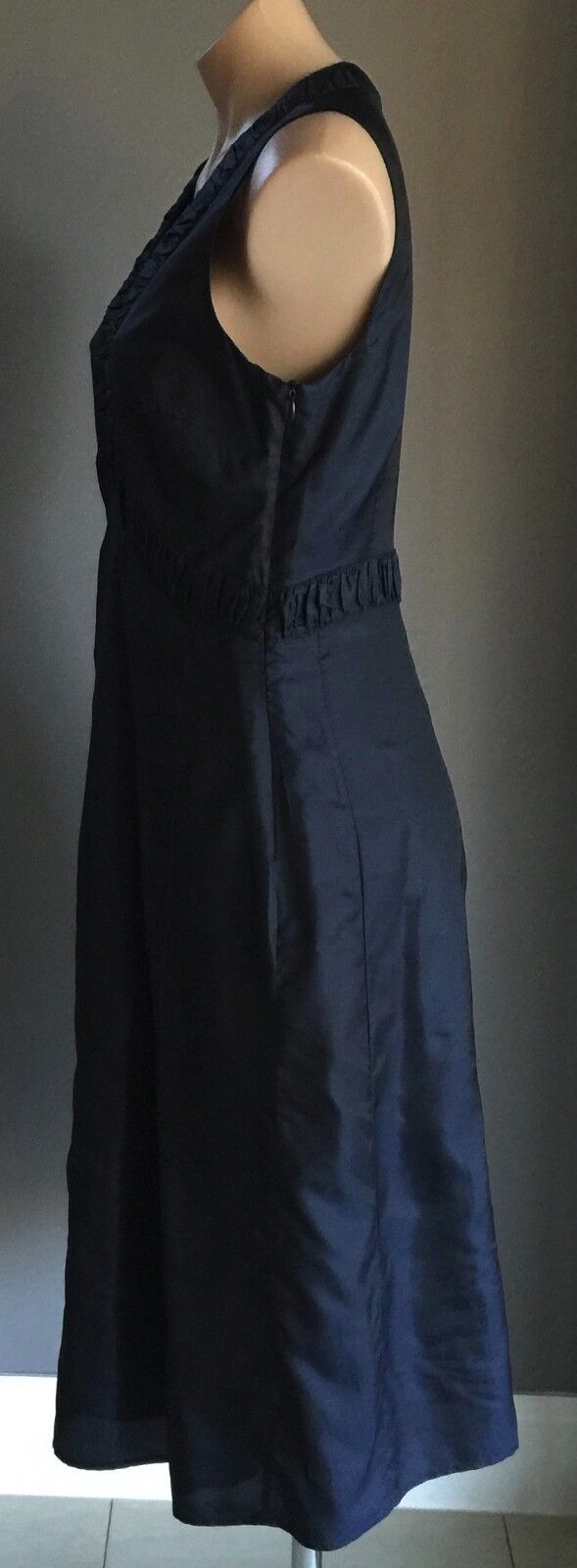 RODNEY CLARK Dress Navy Satin Look & Feel Sleeveless A-line Ladies Size 10