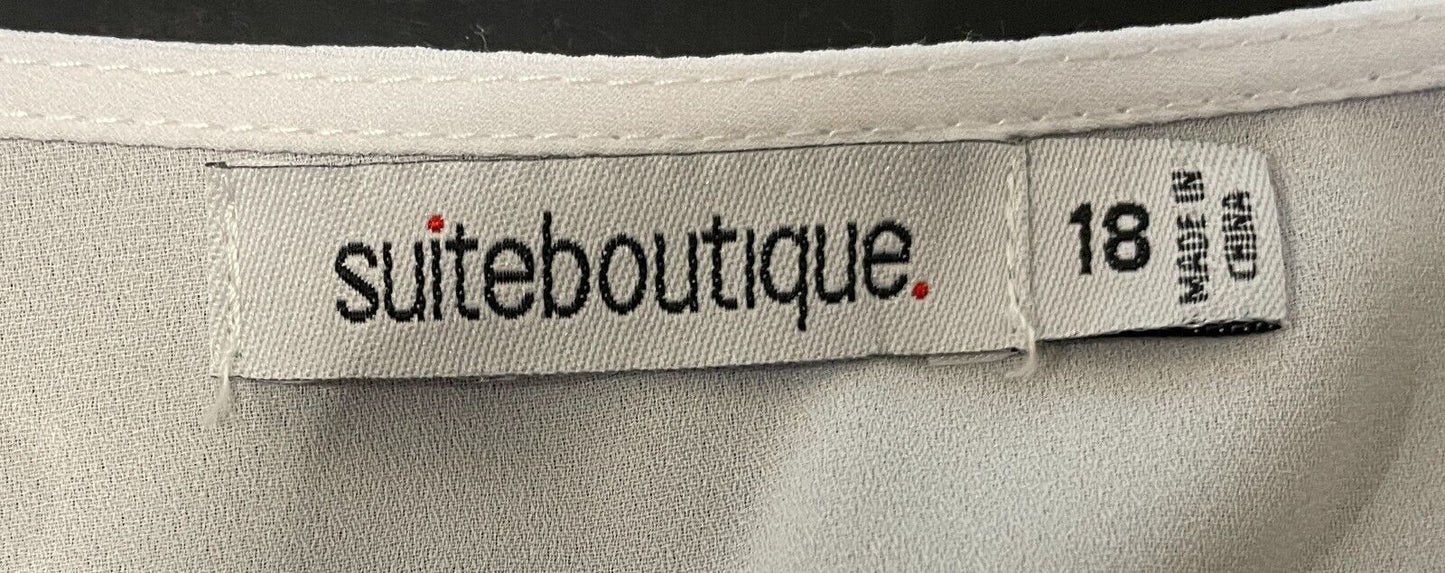 SUITE BOUTIQUE Top White Sleeveless Twofer V-Neck Crossover Blouse Size 18