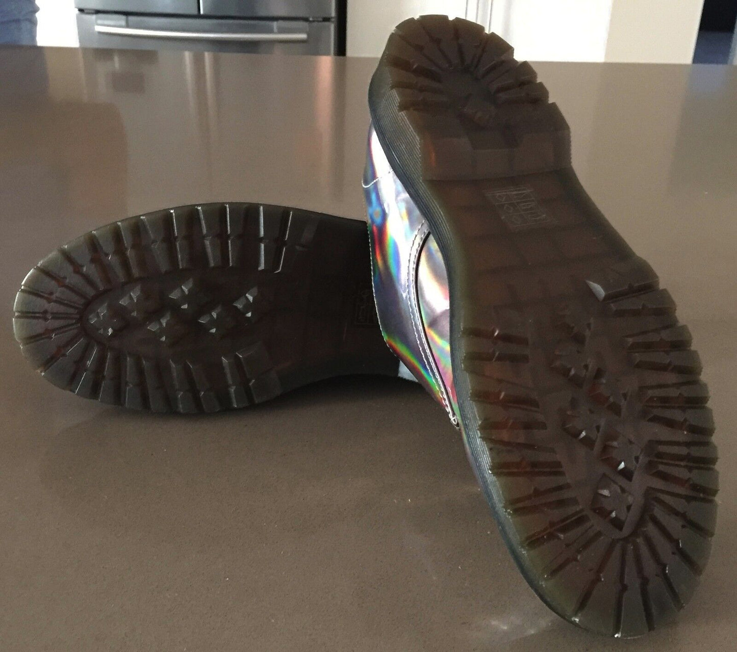 ASOS Shoes Monk Strap Pleather Rubber Sole Reflective Pewter Ladies Size 7 NEW