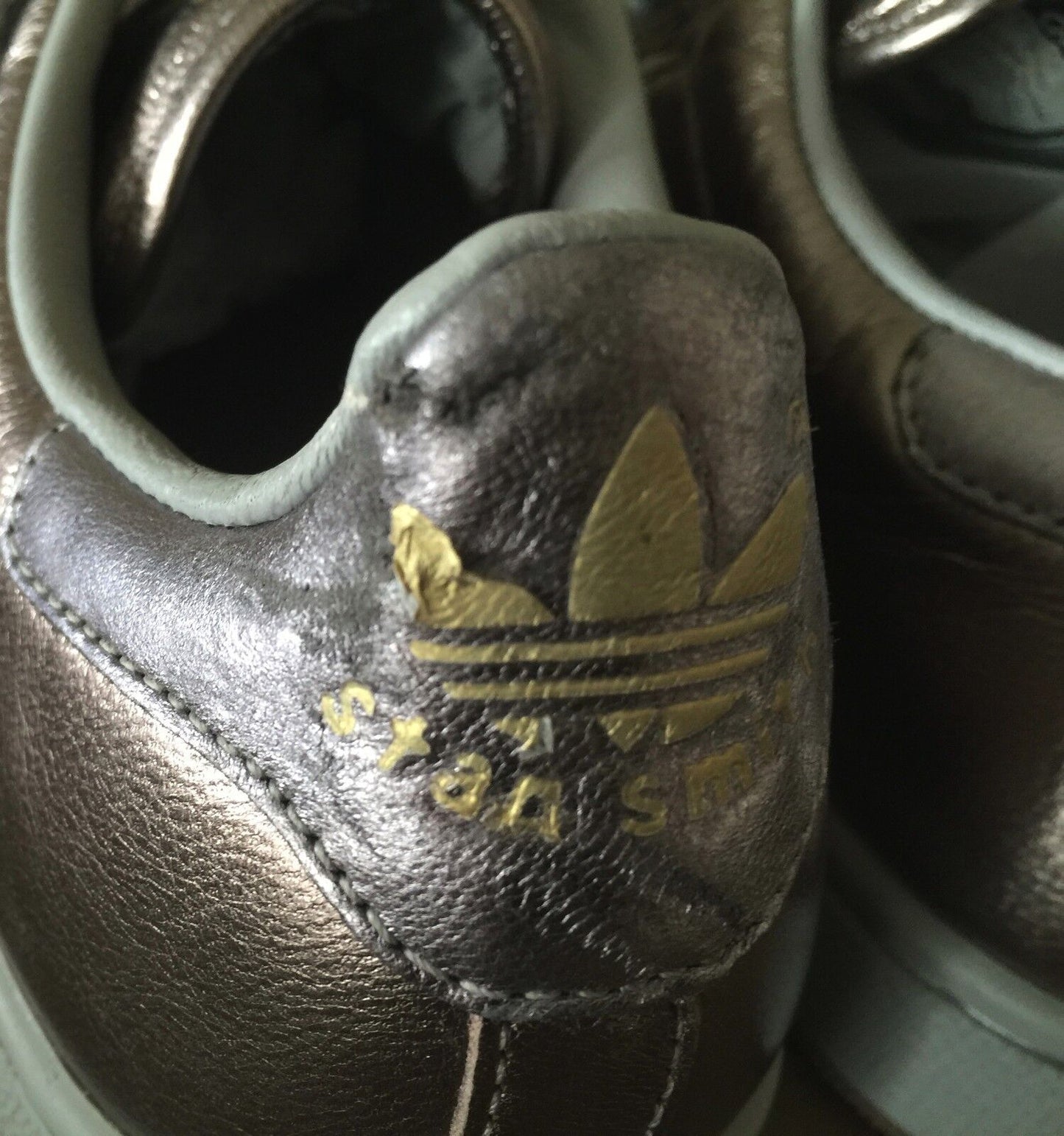 STAN SMITH ADIDAS Trainers Pewter Hook & Loop Shoes Size US8 UK6.5 28cm NEW