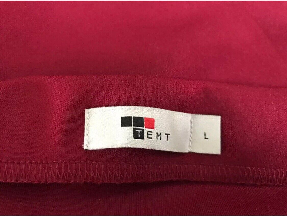 TEMT Skirt Dip Hem Burgundy Stretch Knee Length Straight Style Size L 12 NEW