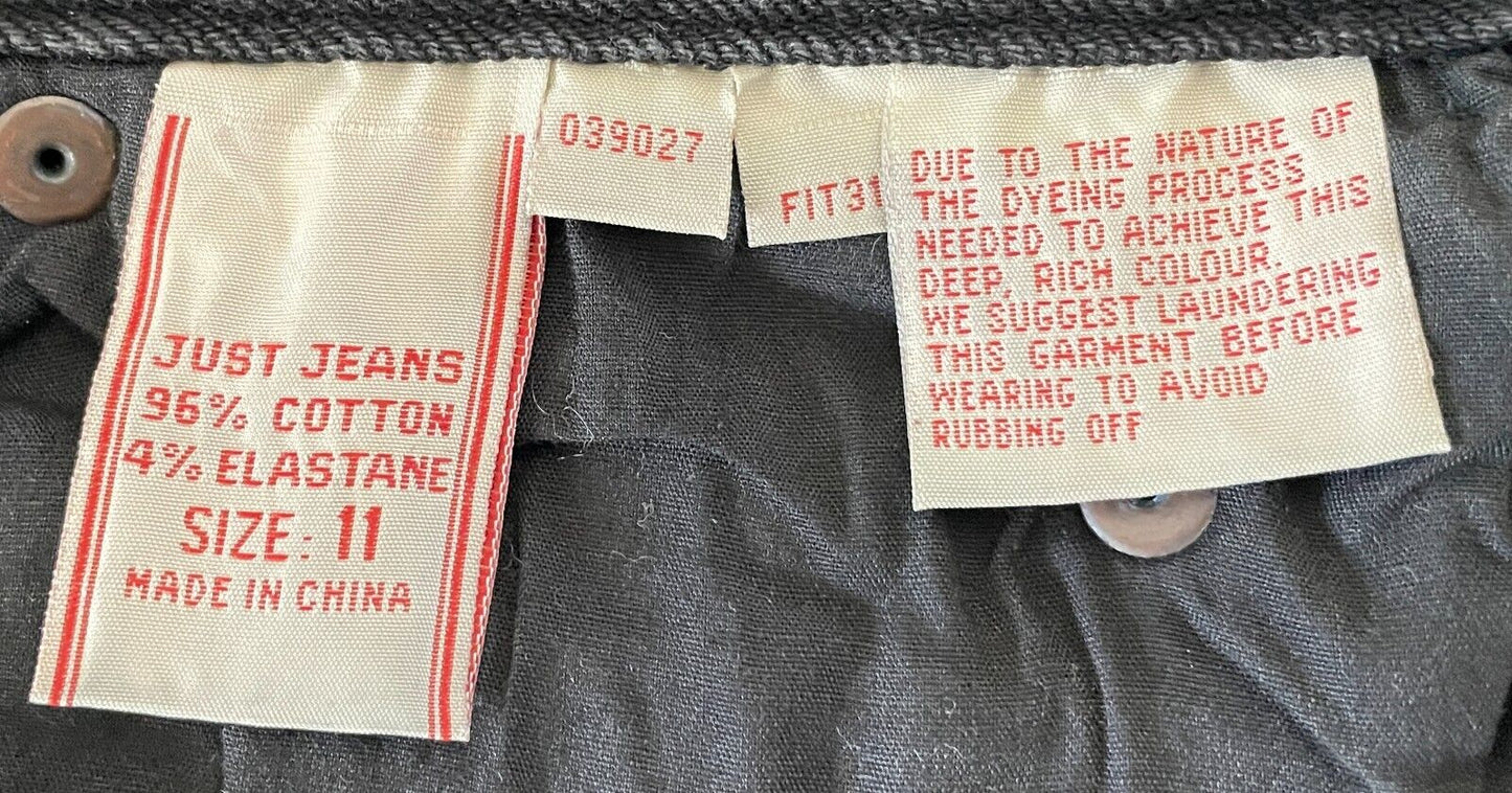 JUST JEANS Black Denim Straight Leg Full Length Jeans Ladies Size 11