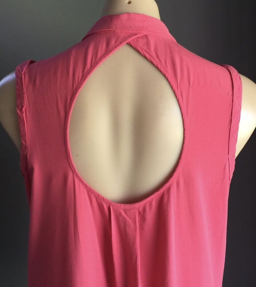 JUST JEANS Top Coral Pink Sleeveless Open Back Shirt Ladies Size 10 NEW