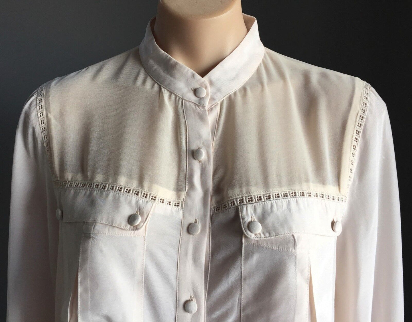 WISH Leverage Button Up Shirt Blush Pink Long Sleeve Sz 10 S Embellished NE