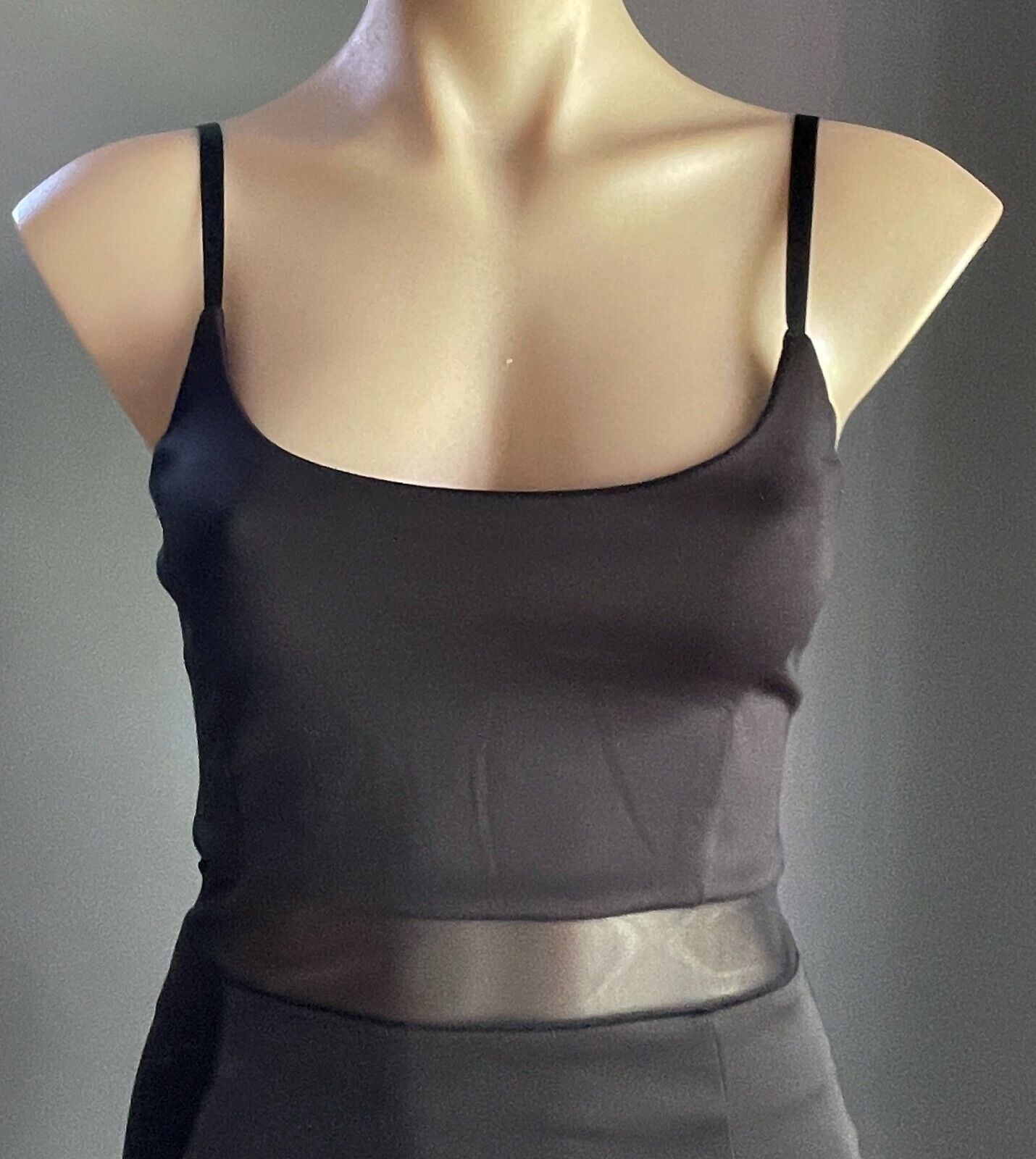 CHICABOOTI Stretch Pencil Dress Mesh Waist Midi Black Ladies Sz 8 10 Sexy