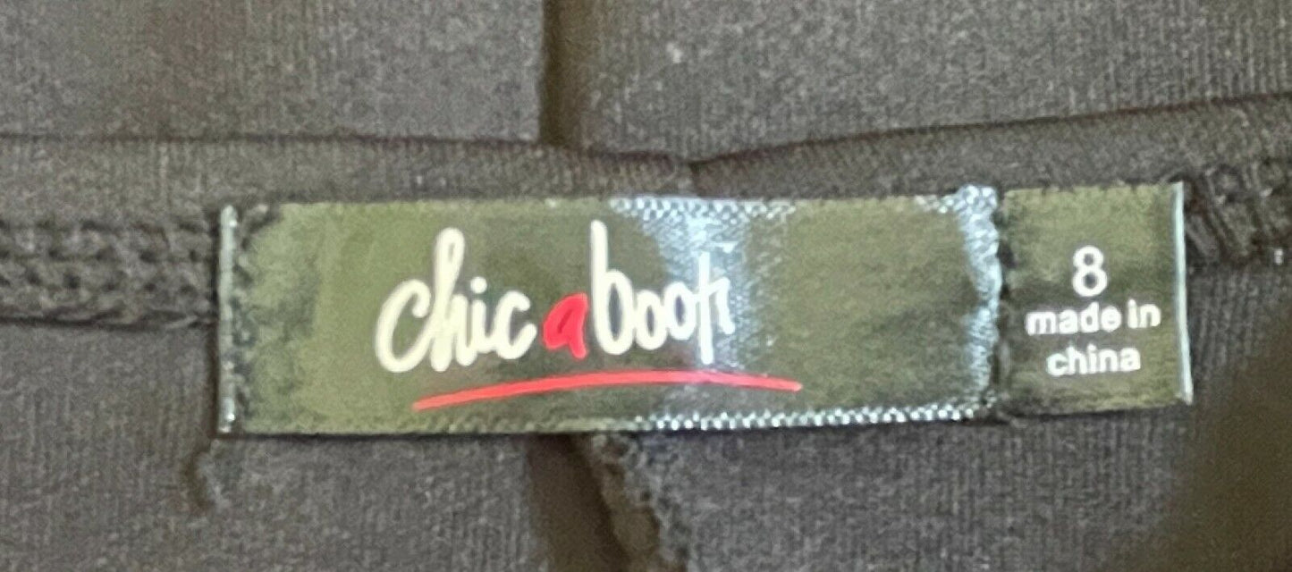 CHICABOOTI Stretch Pencil Dress Mesh Waist Midi Black Ladies Sz 8 10 Sexy