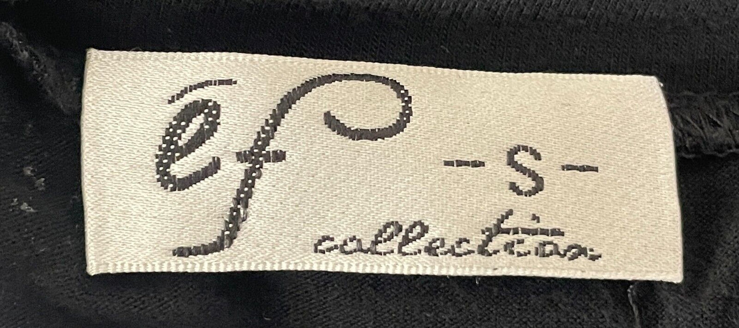 EF COLLECTION Top Grey Black Print Short Sleeve Size S 10 Hi Low Hem Relaxed Fit