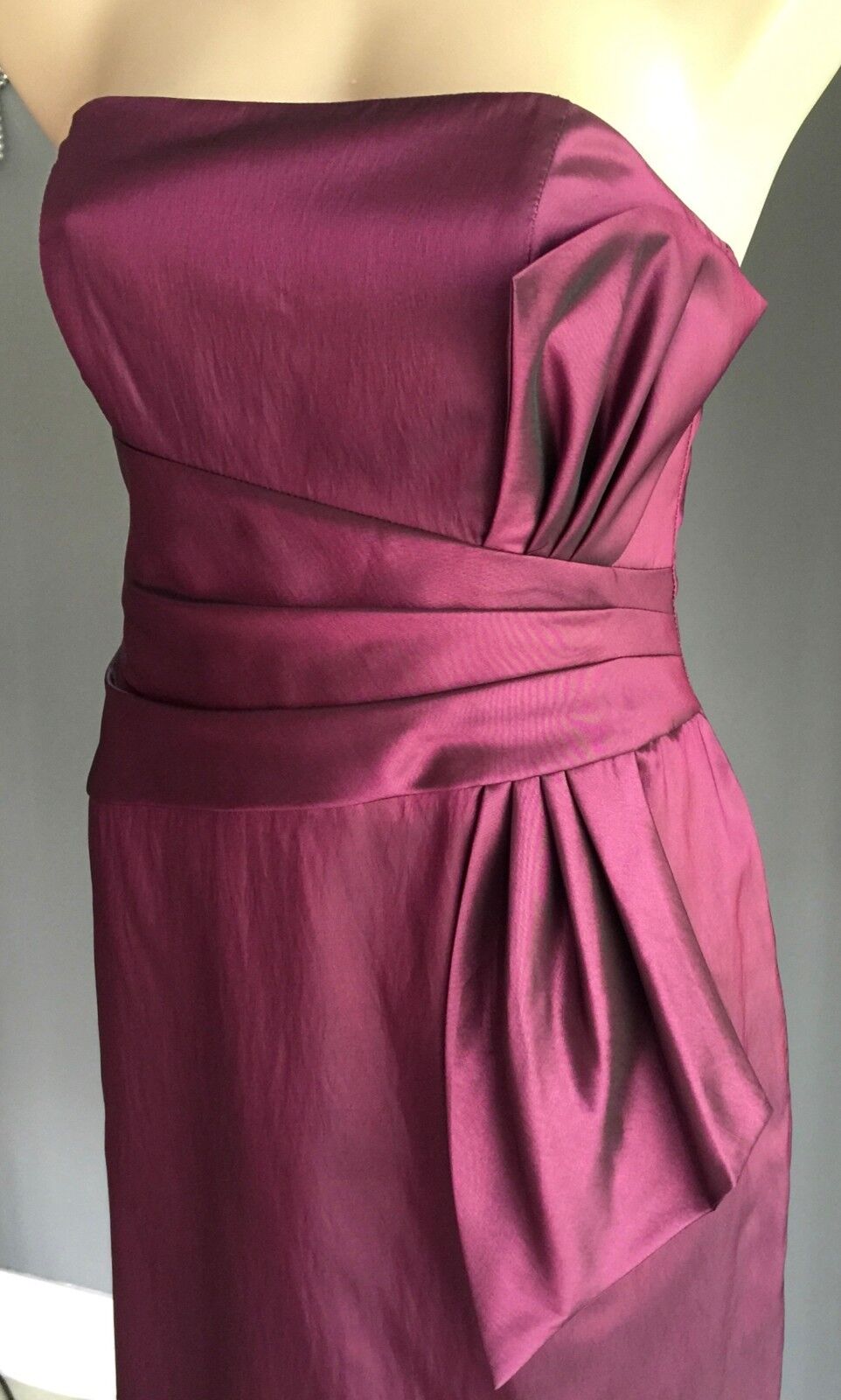 MR K Strapless Dress Metallic Plum Red Knee Length Frock Ladies Size 10 NEW