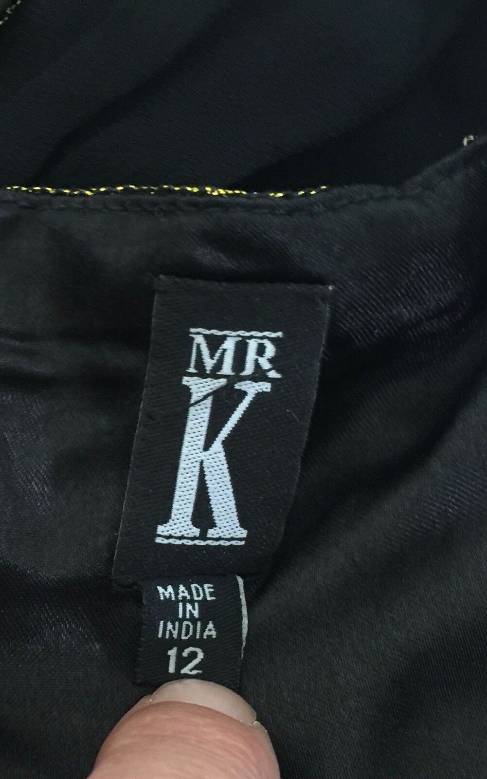 MR K Evening Dress Black Knee Length Silk w Beading Party Formal Frock Sz 12 NEW