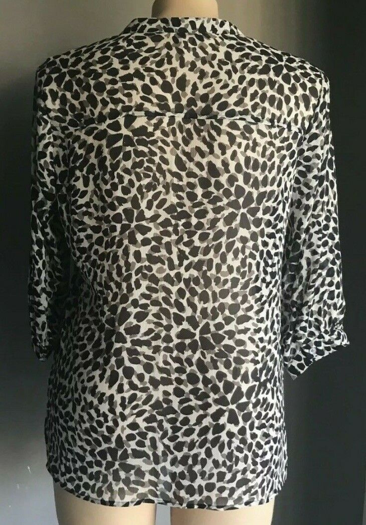 AVELLA Top Semi Sheer Blouse Navy Grey Taupe Animal Print 3/4 Sleeve Plus Sz 18