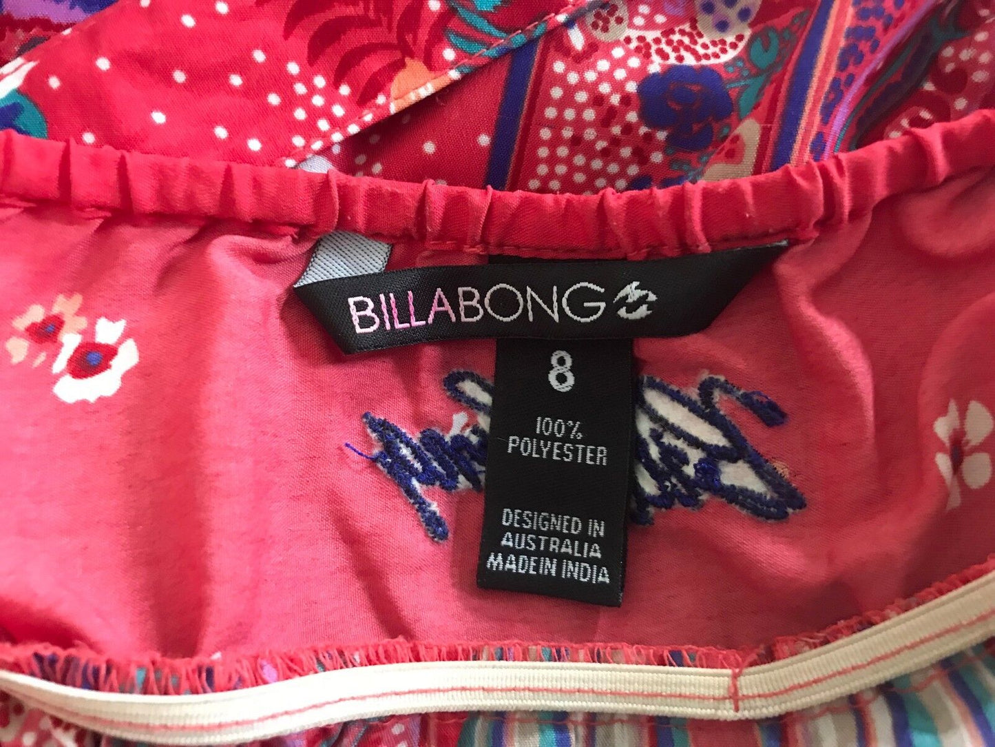 BILLABONG Pink White Blue Purple Halter Neck Ladies Size 8 10 NEW