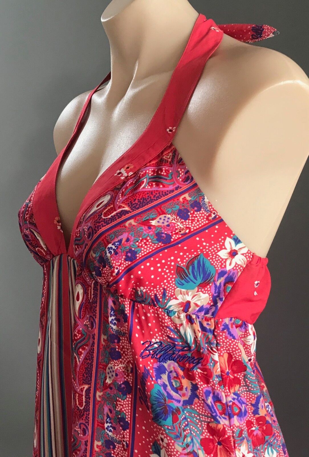 BILLABONG Pink White Blue Purple Halter Neck Ladies Size 8 10 NEW