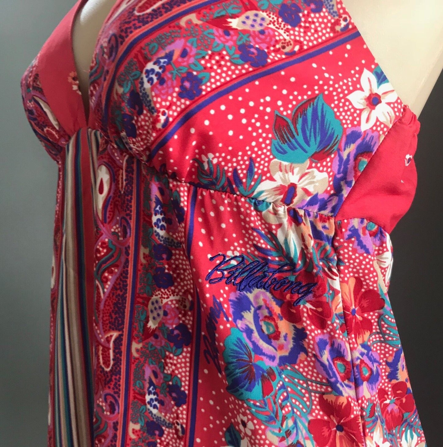 BILLABONG Pink White Blue Purple Halter Neck Ladies Size 8 10 NEW