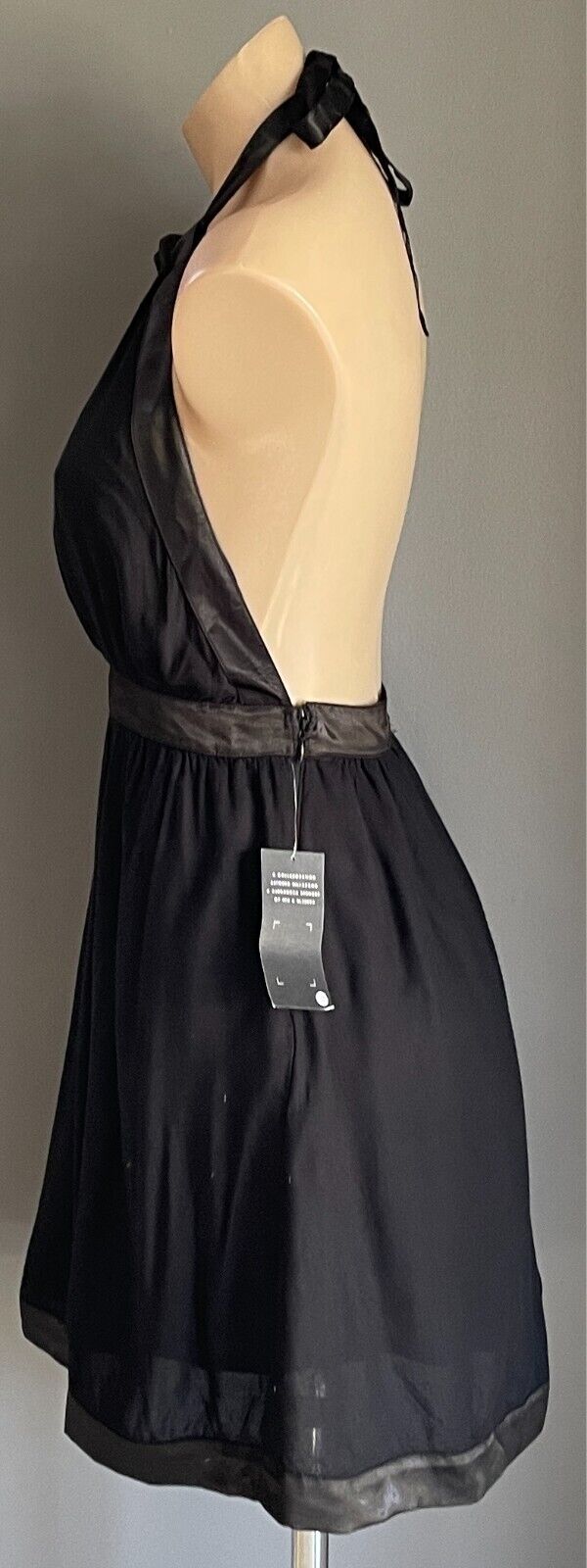 4TH AND BLEEKER for BILLABONG Halter Neck Dress Black Size S 10 Backless NEW