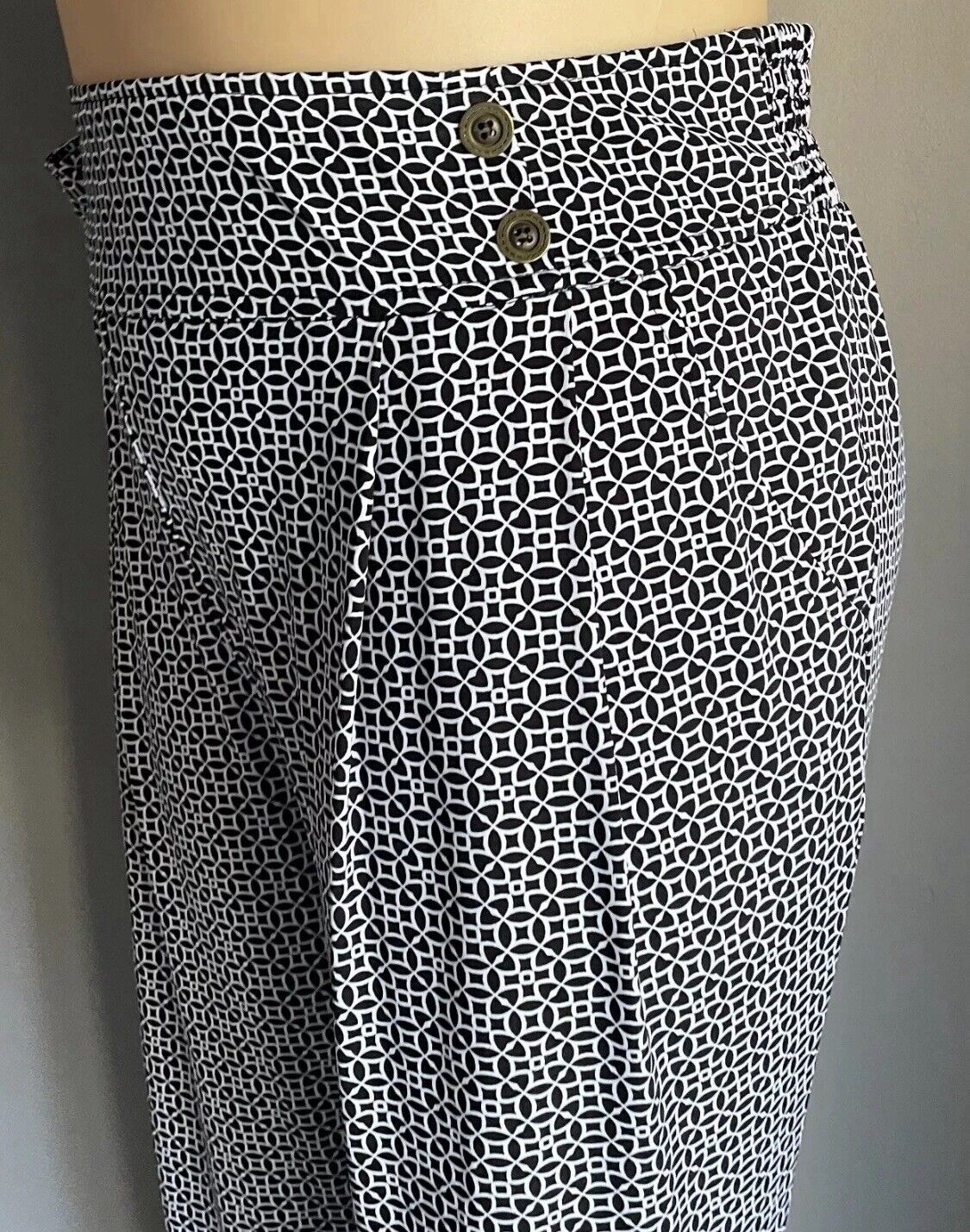 ALEXIA Lounge Pants Black & White Print Elastic Waist & Cuffs Plus Size 22 Boho