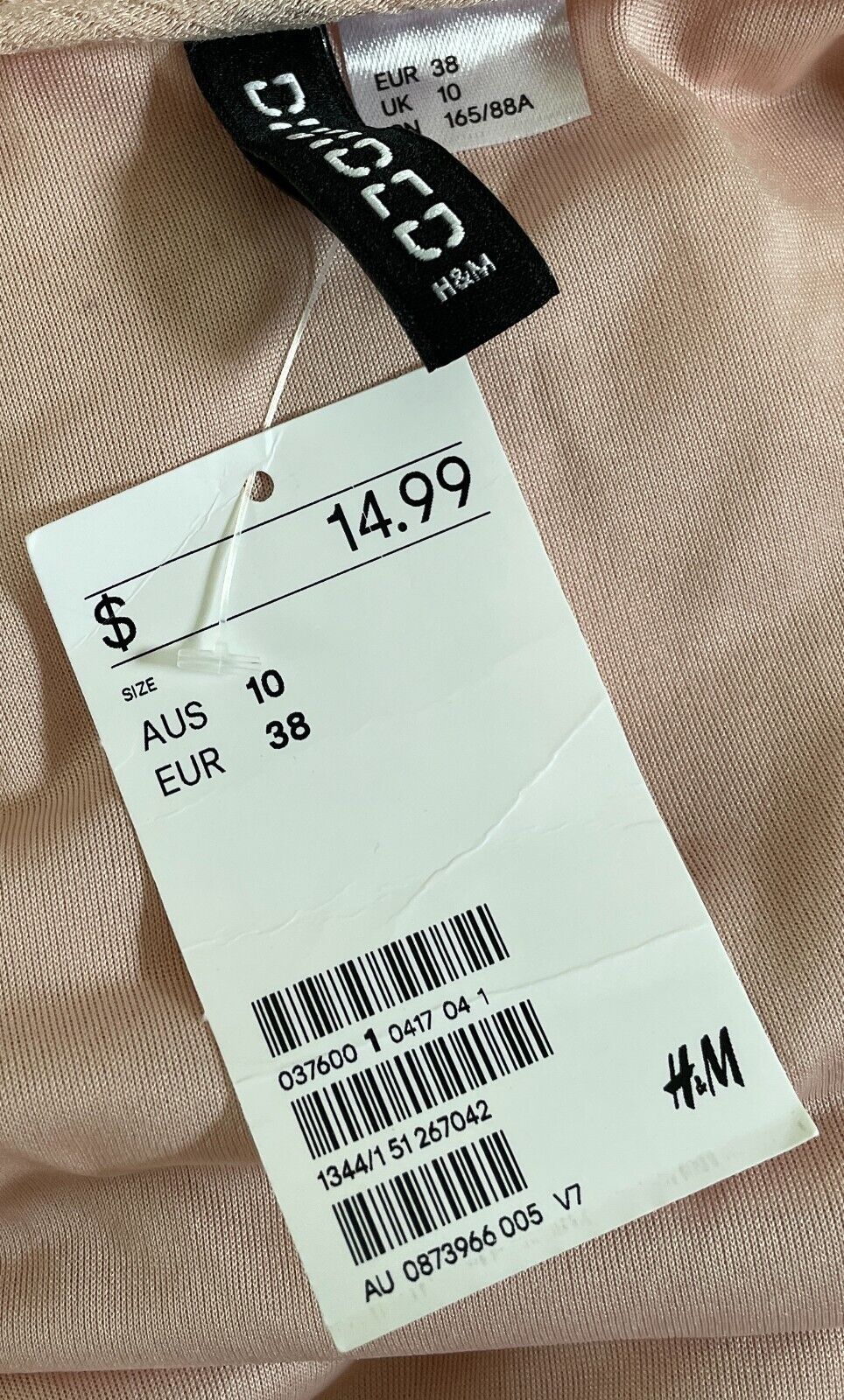 DIVIDED by H&M Babydoll Dress Blush Pink Sleeveless Tier Mini EU 38 AU 10 NEW