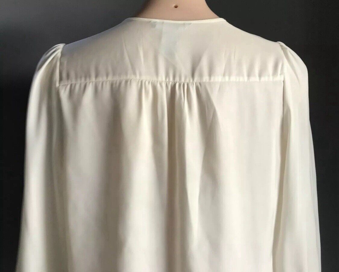 H&M Top Cream & Floral Print Collarless 3/4 Sleeve Blouse Ladies Sz EU 38 AU 10