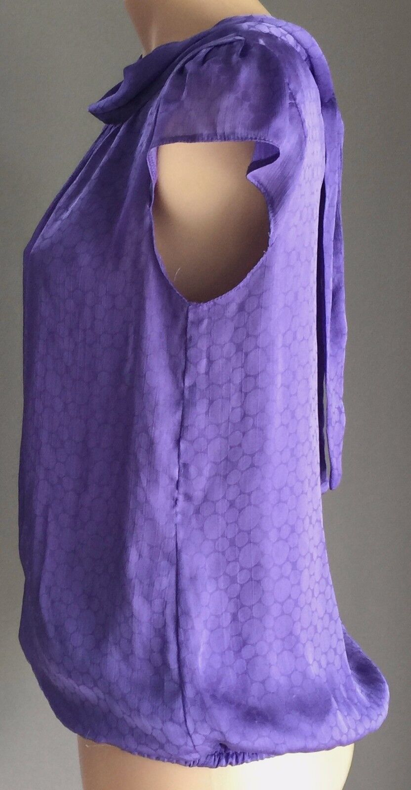 FORCAST Top Purple Cowl Neck Elastic Hem Blouson Blouse Ladies Size 10