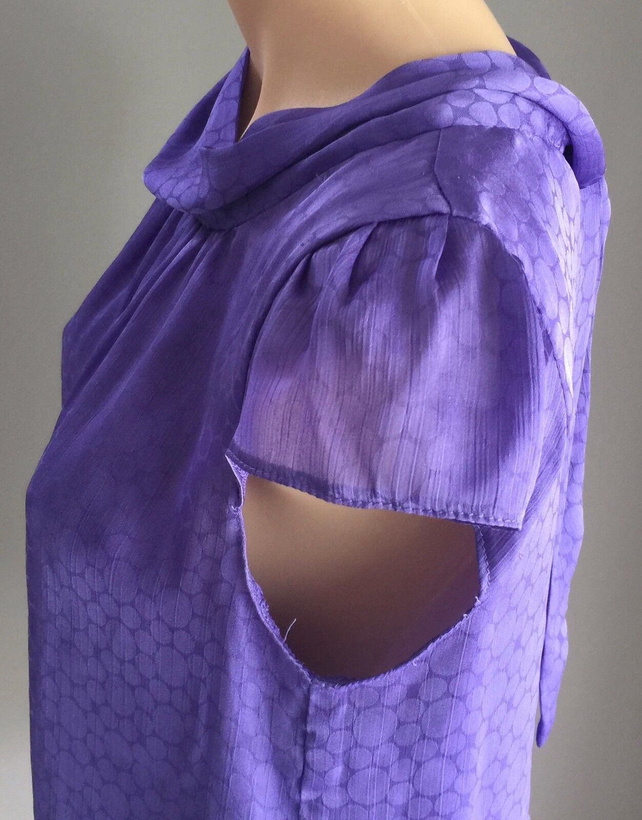FORCAST Top Purple Cowl Neck Elastic Hem Blouson Blouse Ladies Size 10