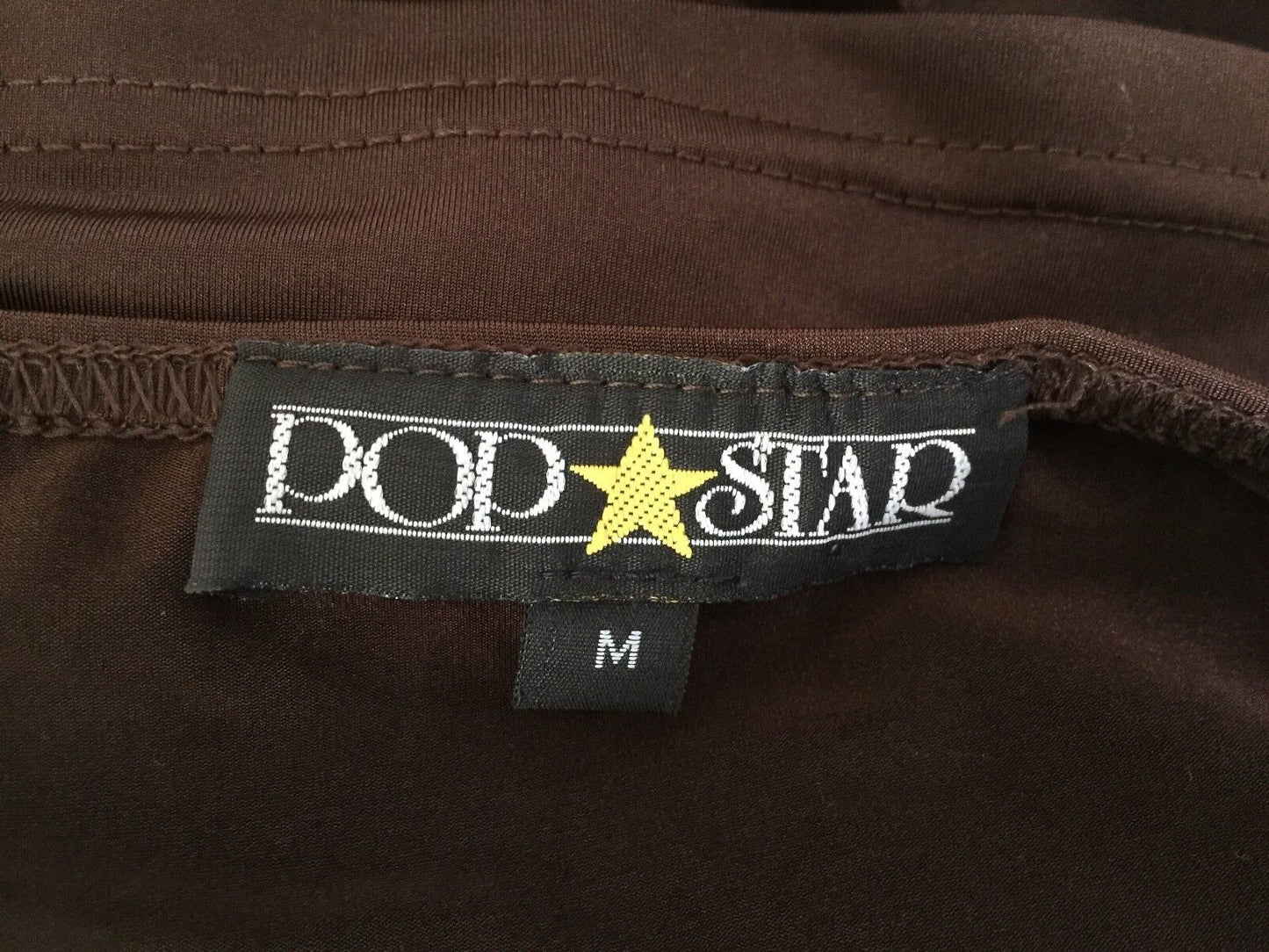 1970's POP STAR Top Brown Stretch Halter Neck Top Ladies Size M 10 Disco Gem