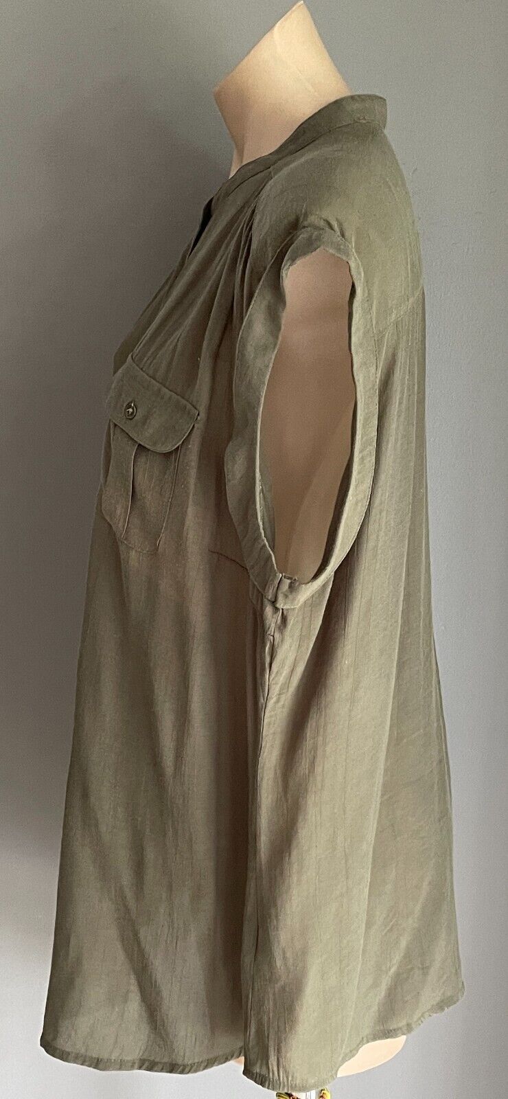 A.N.A New Approach Khaki Sleeveless Blouse Round Neck Buttons Top Size 1X 12 14