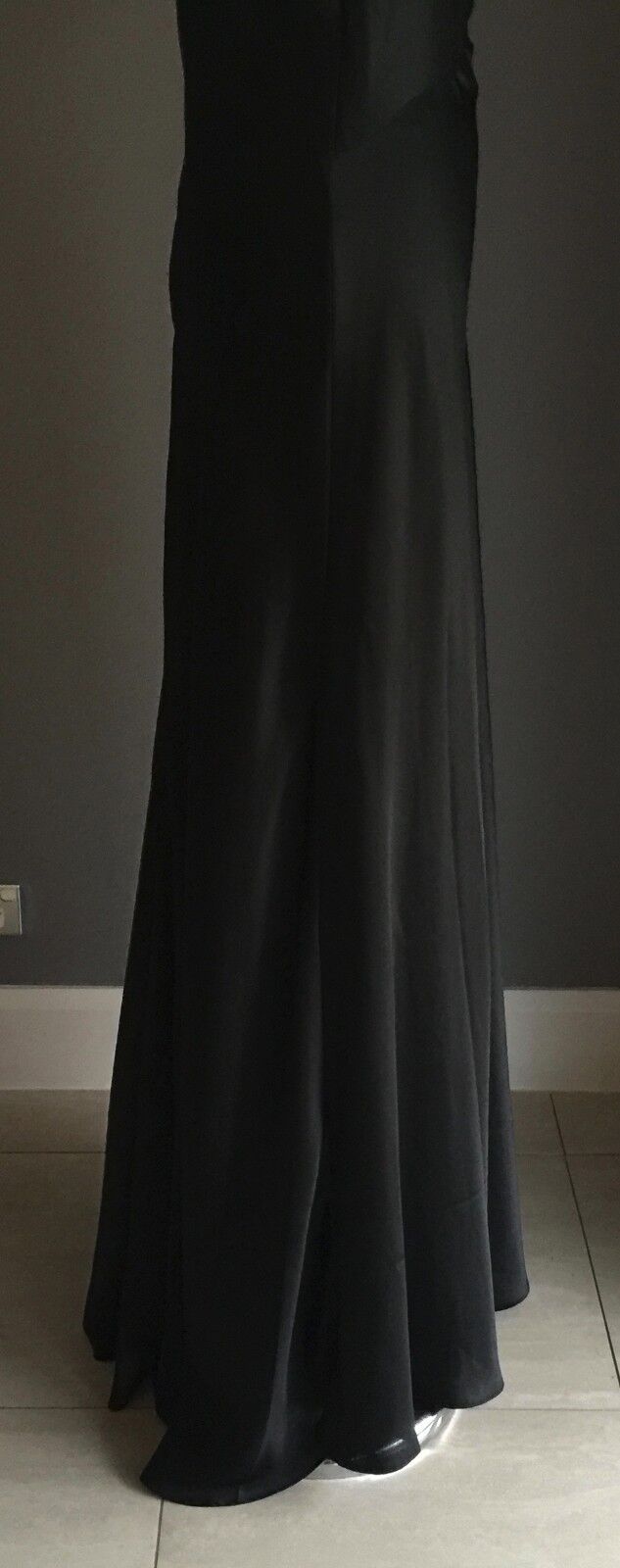 ANGELINE Gown Diamante Brooch Long Black Long Dress Plus Size 18 NEW Bombshell