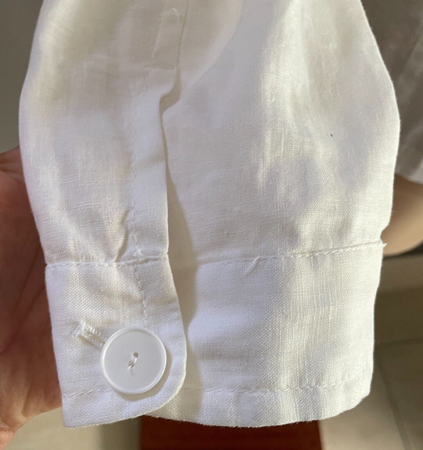 WITCHERY Jacket White Linen Light Size 12 Unlined Long Sleeve Blazer Pockets NEW