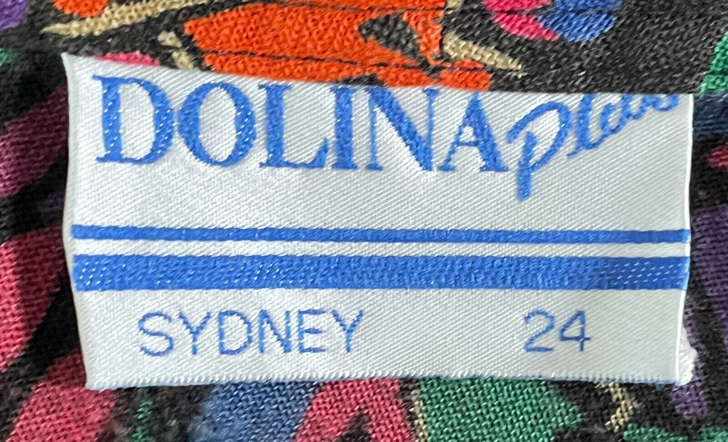 DOLINA PLUS Top Bold Colour Print 3/4 Sleeve Blouse Shirt Size 24 Vintage