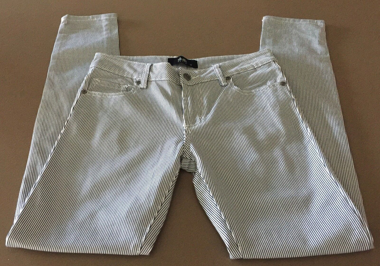 DOTTI DENIM Jeans Black & White Stripe Skinny Leg Jeans Ladies Size 9 Gorgeous
