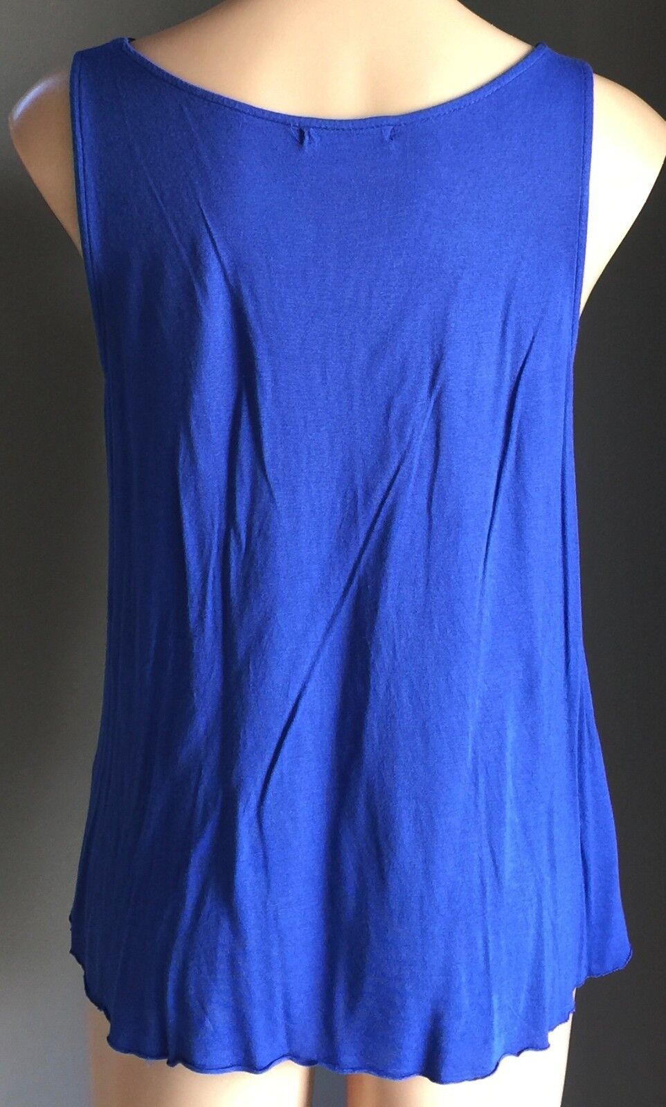 DOTTI Top Tank Micro Suede Laser Cut Cobalt Blue Sleeveless Cami Size S 10 NEW